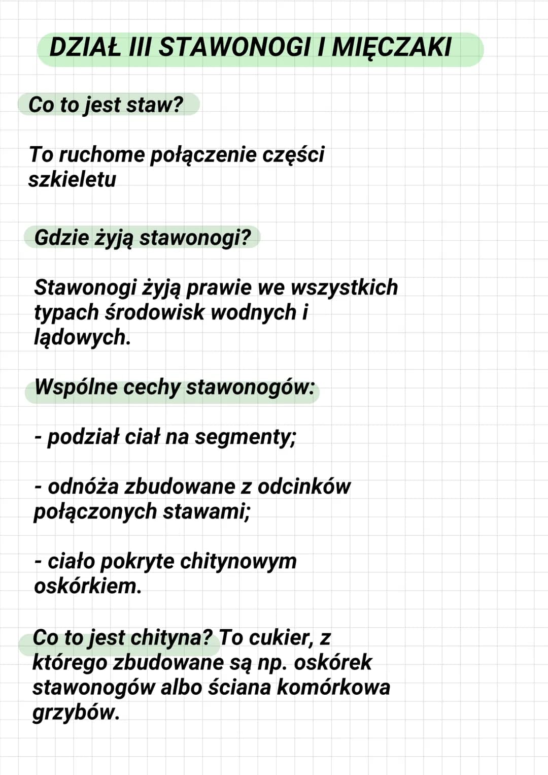 DZIAŁ III STAWONOGI I MIĘCZAKI
Co to jest staw?
To ruchome połączenie części
szkieletu
Gdzie żyją stawonogi?
Stawonogi żyją prawie we wszyst