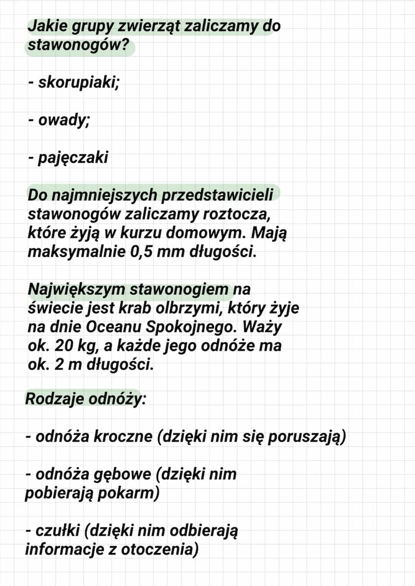 DZIAŁ III STAWONOGI I MIĘCZAKI
Co to jest staw?
To ruchome połączenie części
szkieletu
Gdzie żyją stawonogi?
Stawonogi żyją prawie we wszyst