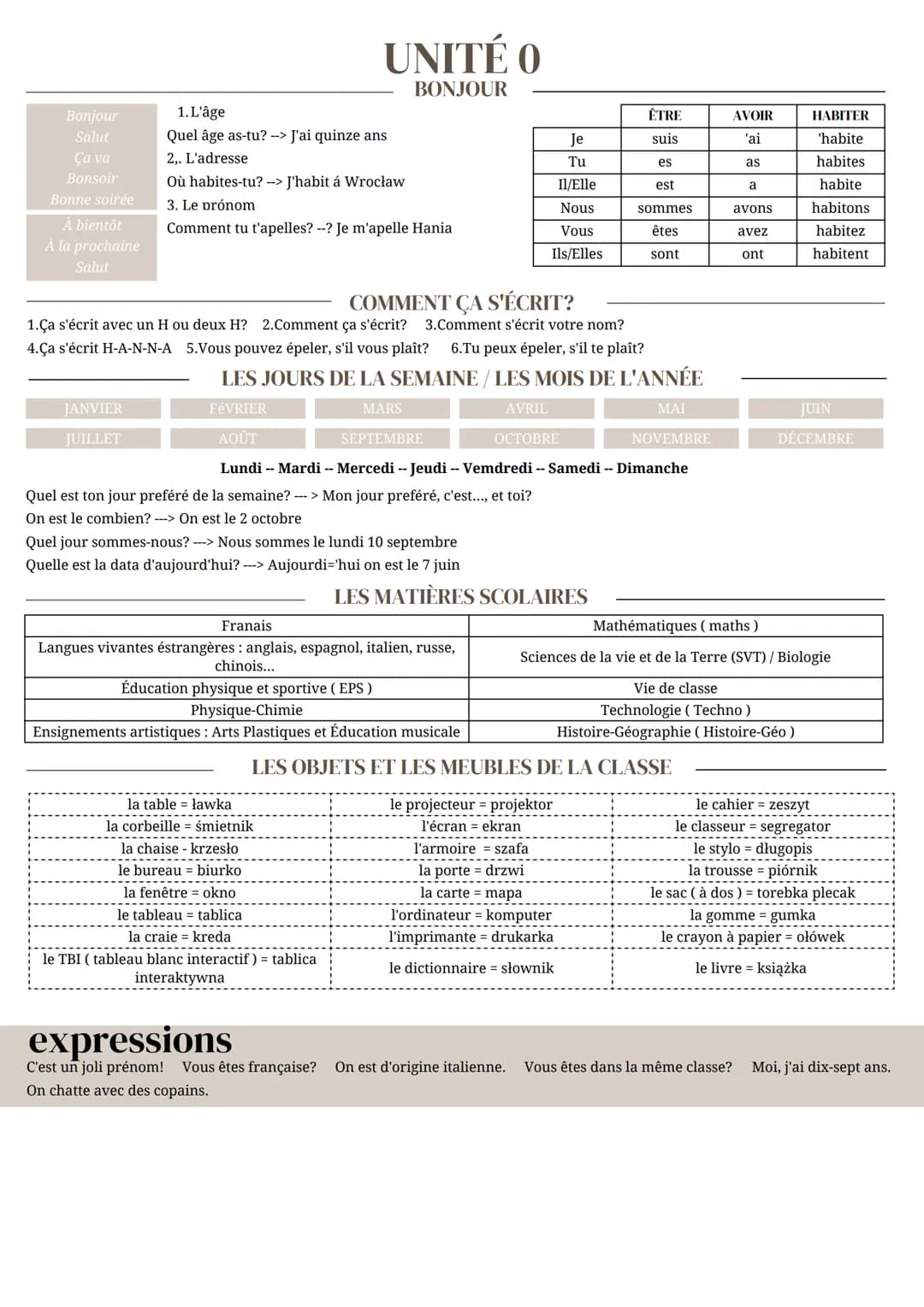 Bonjour
Salut
Ça va
Bonsoir
Bonne soirée
À bientôt
À la prochaine
Salut
JANVIER
JUILLET
1. L'âge
Quel âge as-tu? --> J'ai quinze ans
2,. L'a