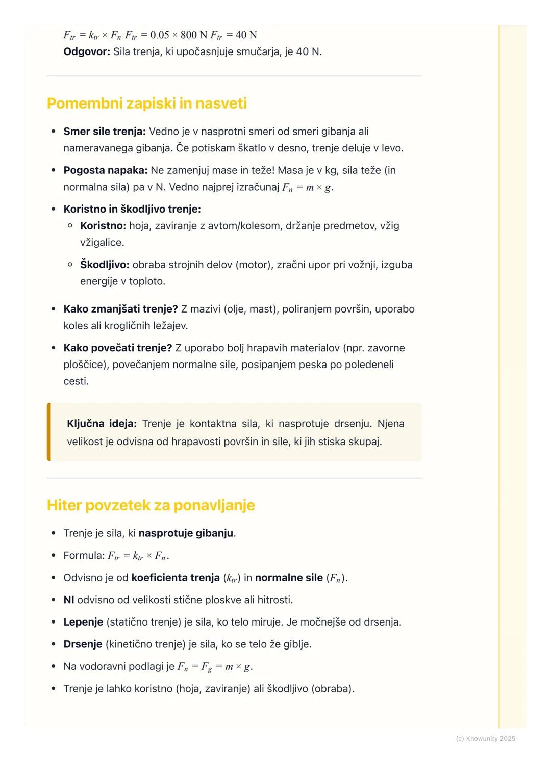 # Trenje

Uvod v trenje

Trenje je sila, ki se pojavi med dvema ploskvama, ki se dotikata in drsita ali se
poskušata drsati druga ob drugi. 