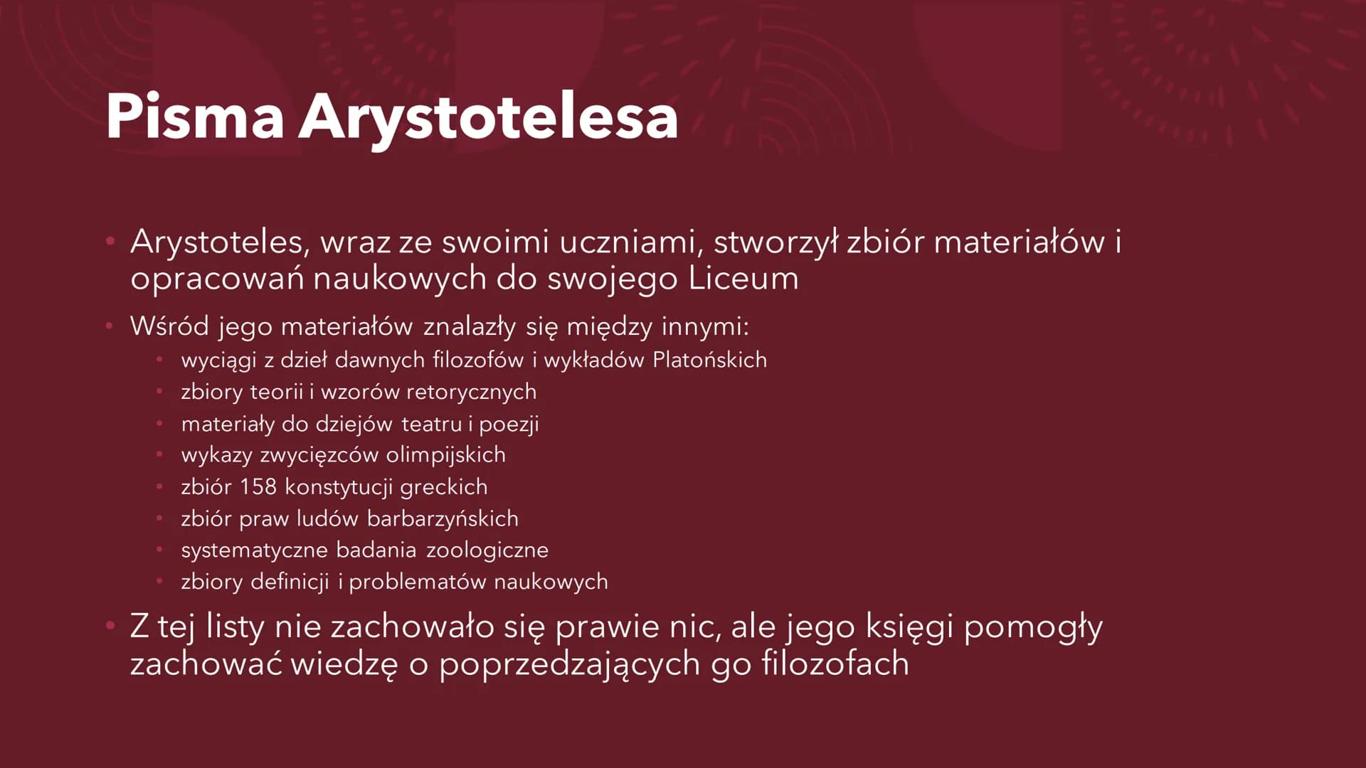 ARYSTOTELES Arystoteles
384-322 p.n.e.
Urodził się w Stagirze, przez co nazywany jest czasem Stagirytą
Syn nadwornego medyka króla macedońsk
