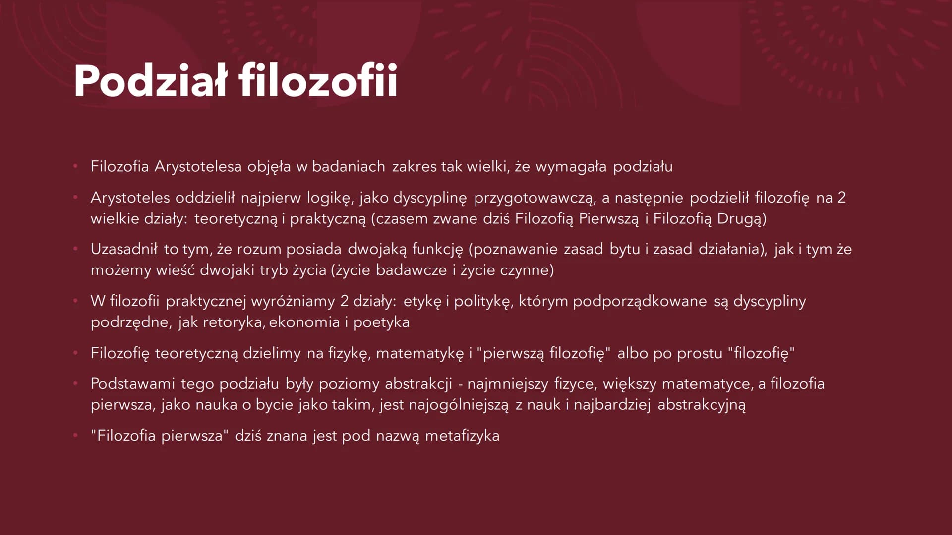 ARYSTOTELES Arystoteles
384-322 p.n.e.
Urodził się w Stagirze, przez co nazywany jest czasem Stagirytą
Syn nadwornego medyka króla macedońsk