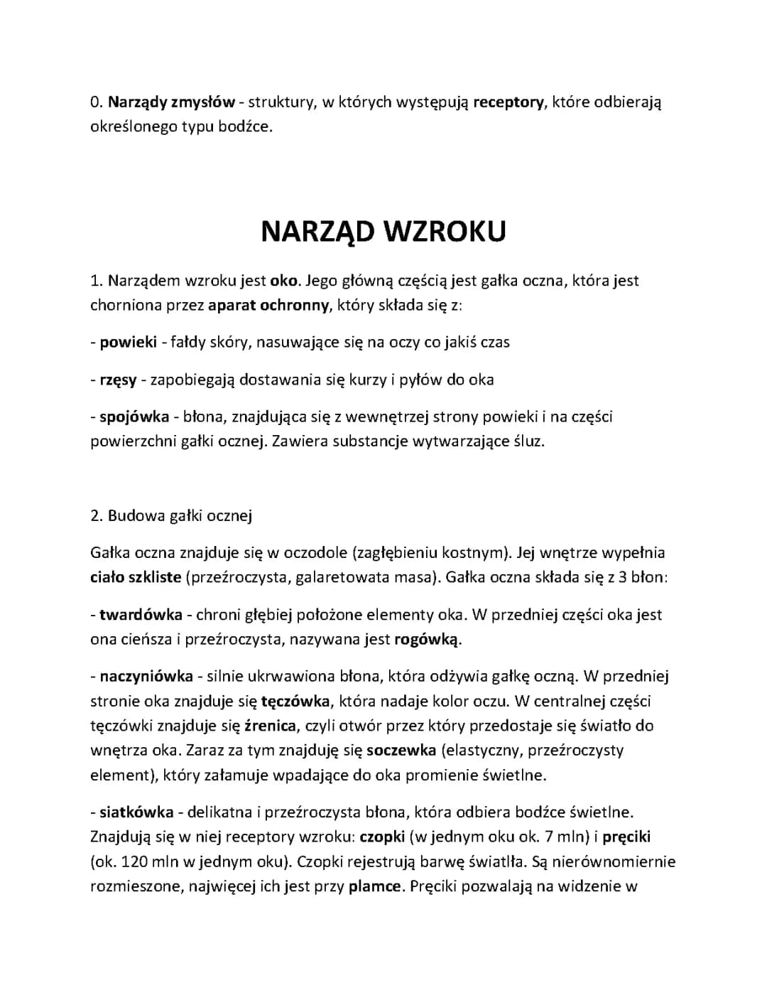 Budowa i działanie narządu wzroku