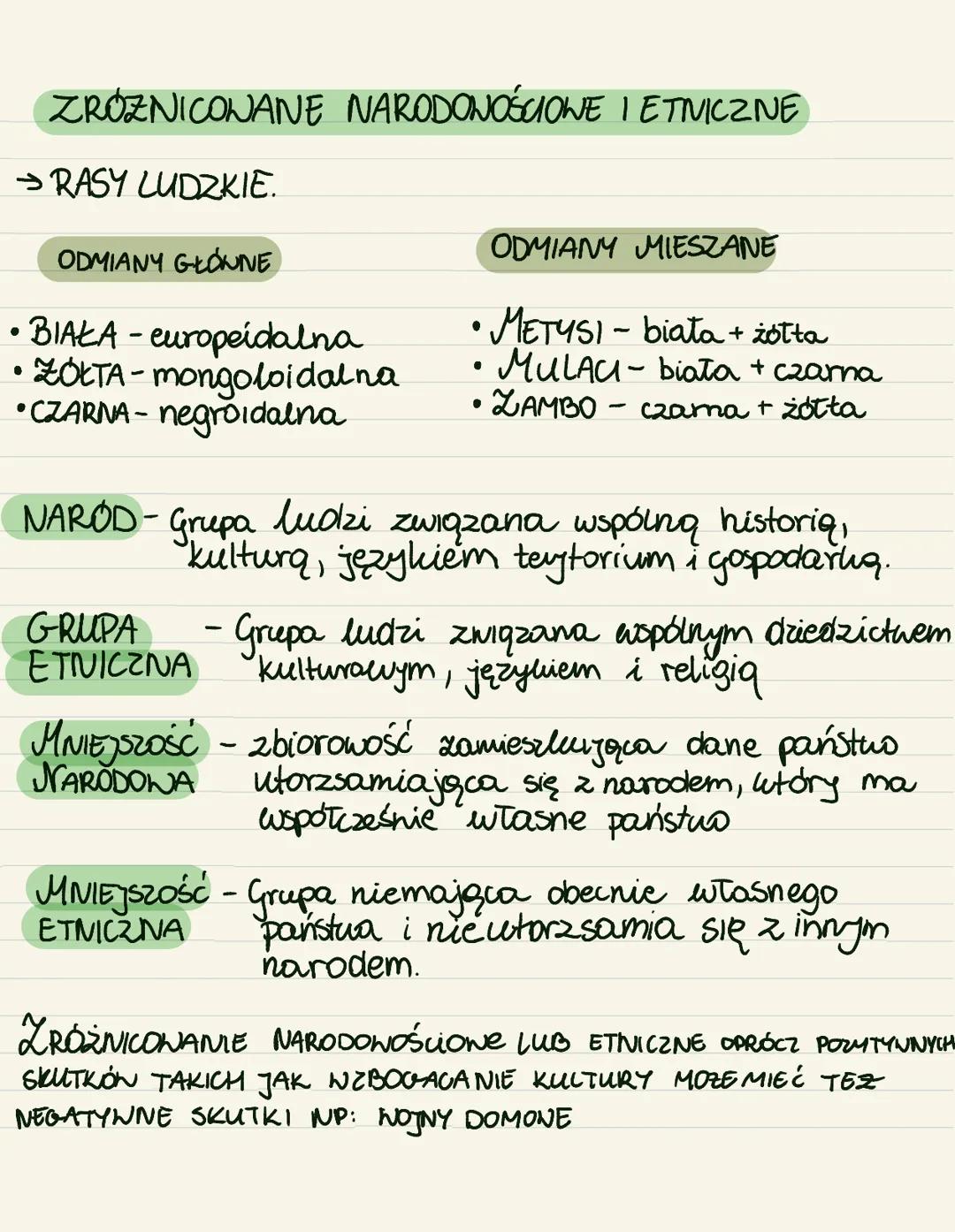 # ZRÓZNICONANE NARODONOŚCIOWE I ETNICZNE

→RASY LUDZKIE.

ODMIANY GŁONINE

ODMIANY MIESZANE

*   BIAŁA - europeidalna
*   ZOŁTA-mongoloidaln