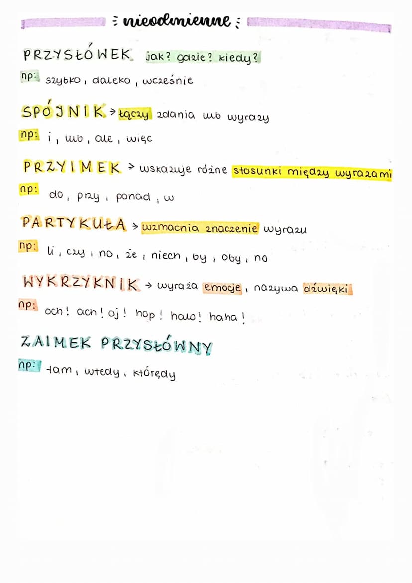 = części =
• mowy:
= odmienne :
RZECZOWNIK kto? co?!
np:
CZASOWNIK
np:
kot, pies, uczeń, drzewo, trawa, stońce
np:
rysuje, rysuję, będzie ry