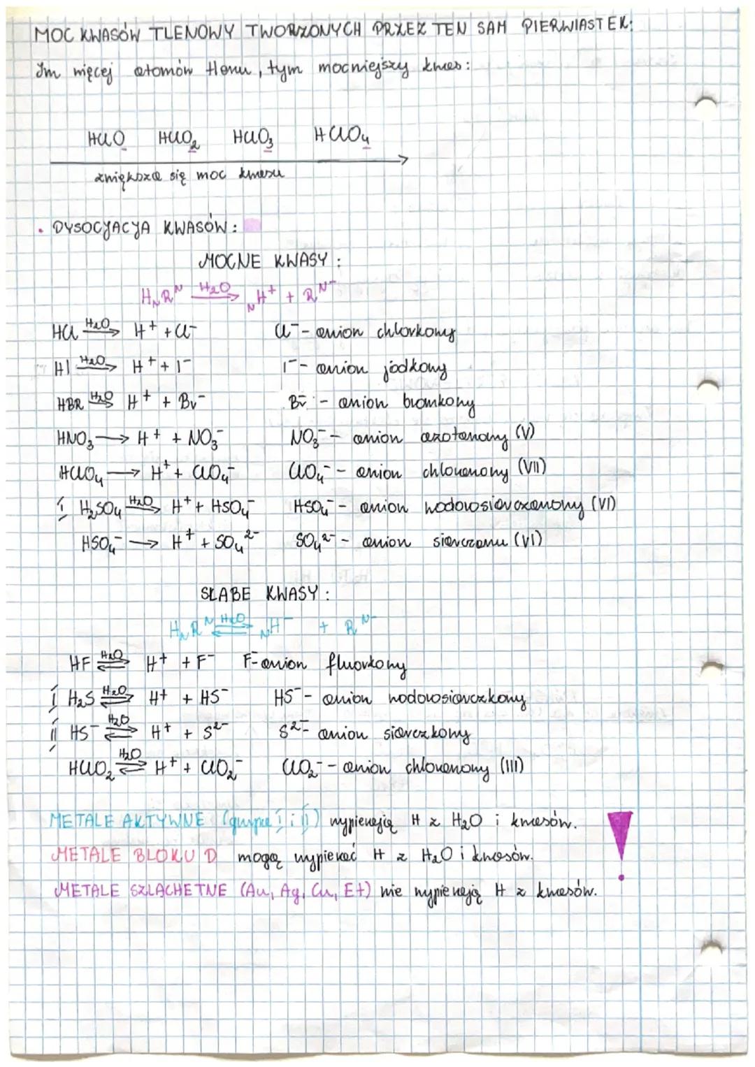 KWASY
OGÓLNY WZÓR KWASÓW:
H.R.
IN
RODZAJE KWASON:
TLENOWE:
H ₂ 50 ₂ - kwes siarkony (IV)
H₂SO4 - denes siarkony (VI)
HNO3 - kmes azotony (V)