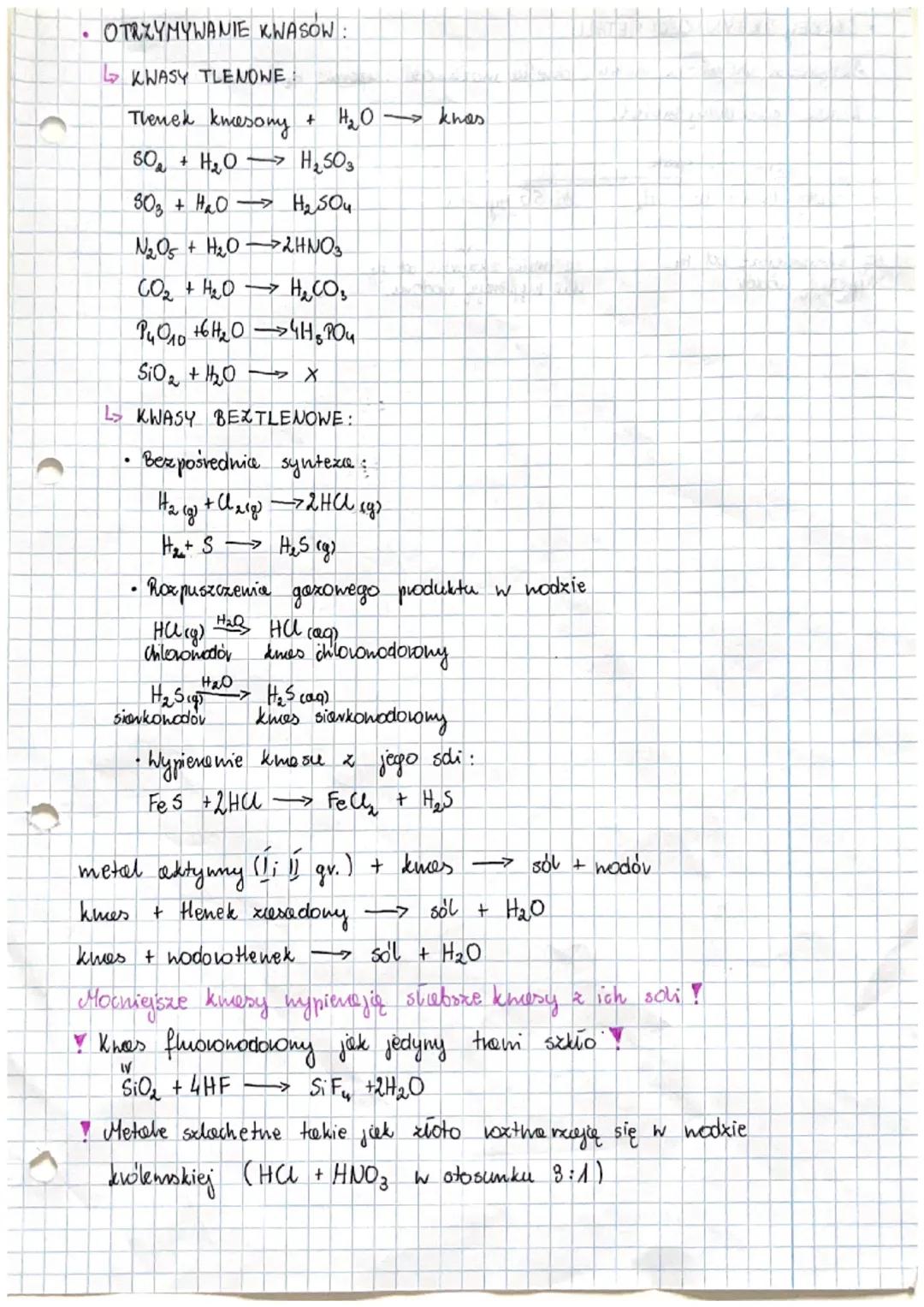 KWASY
OGÓLNY WZÓR KWASÓW:
H.R.
IN
RODZAJE KWASON:
TLENOWE:
H ₂ 50 ₂ - kwes siarkony (IV)
H₂SO4 - denes siarkony (VI)
HNO3 - kmes azotony (V)
