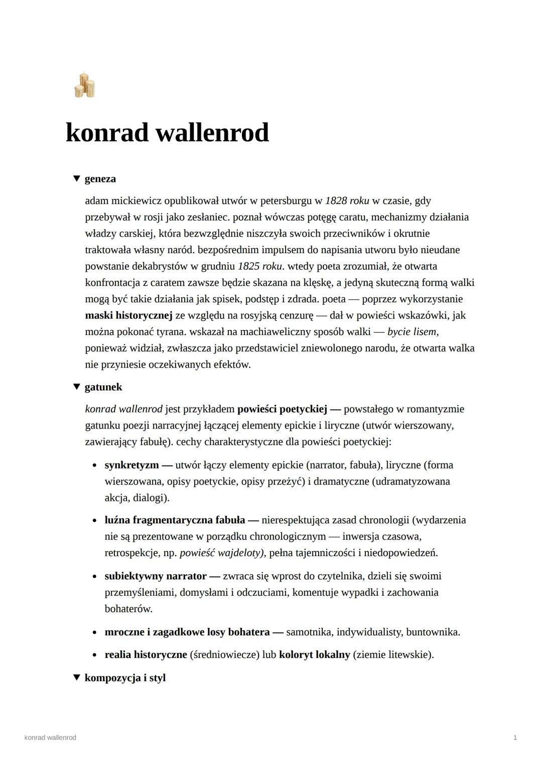 Streszczenie "Konrada Wallenroda" Adam Mickiewicz