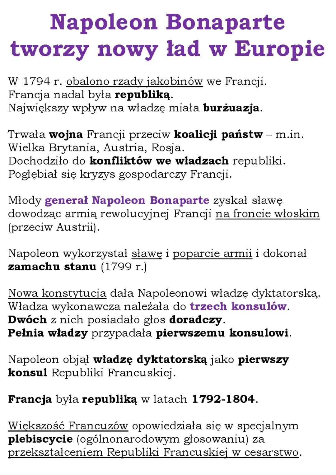 Napoleon Bonaparte tworzy nowy ład w Europie klasa 6 - Wszystko o Kodeksie Napoleona i koalicjach antyfrancuskich
