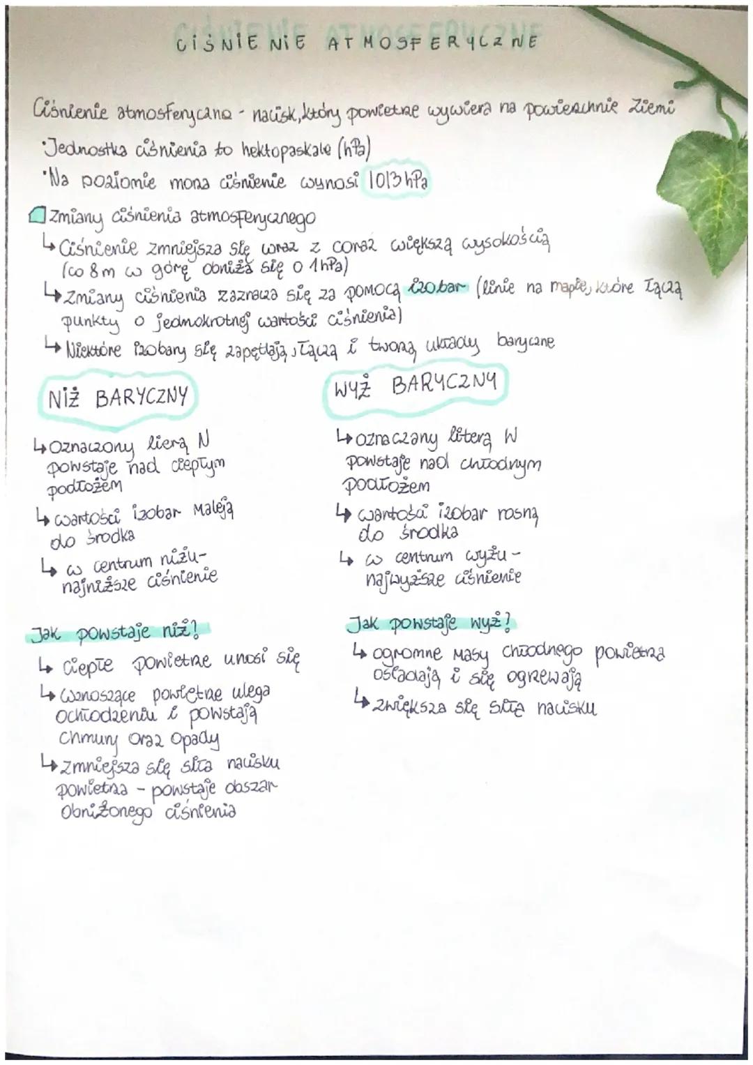 # CIŚNIENIE ATMOSFERYCZNE

Ciśnienie atmosferycano - nacisk, który powietne wywiera na powieschnie Ziemi

Jednostka ciśnienia to hektopaskal