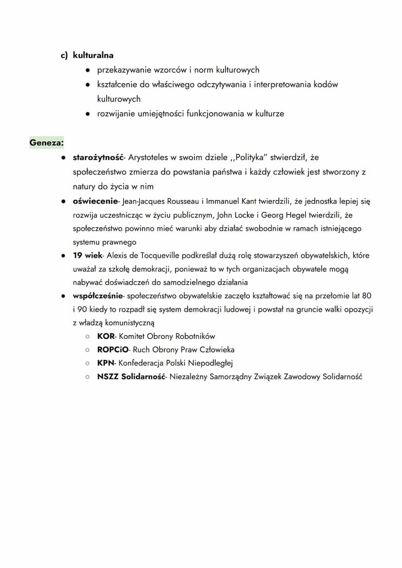 SPOŁECZEŃSTWO OBYWATELSKIE
Społeczeństwo obywatelskie- zbiorowość, której członkowie na wiele sposobów
uczestniczą w przestrzeni publicznej,