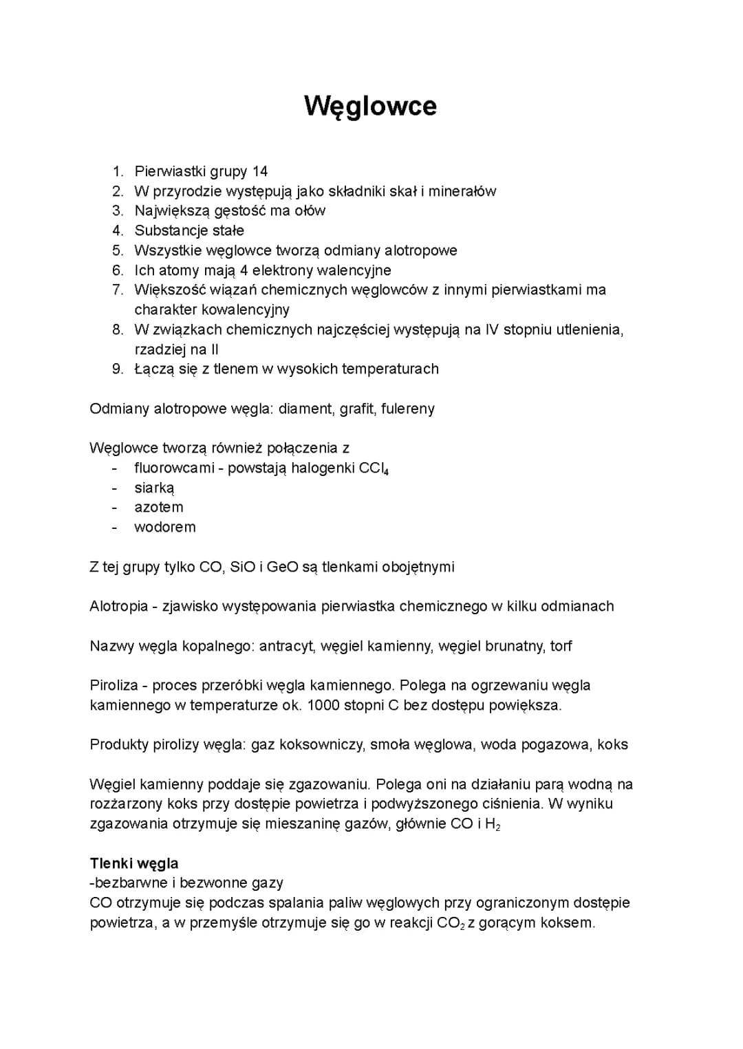 Węglowce - pierwiastki bloku p 