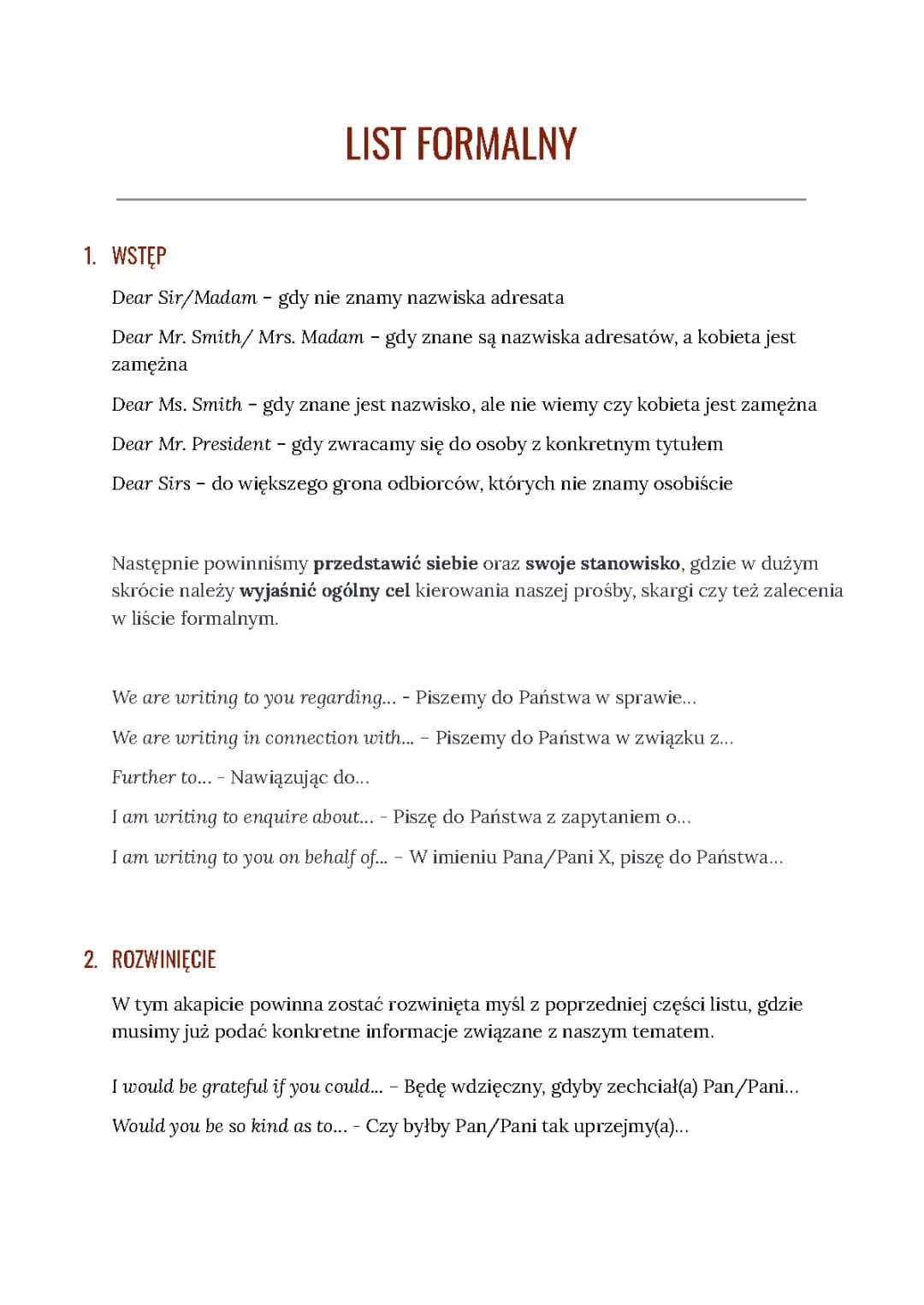 List Formalny - Angielski 