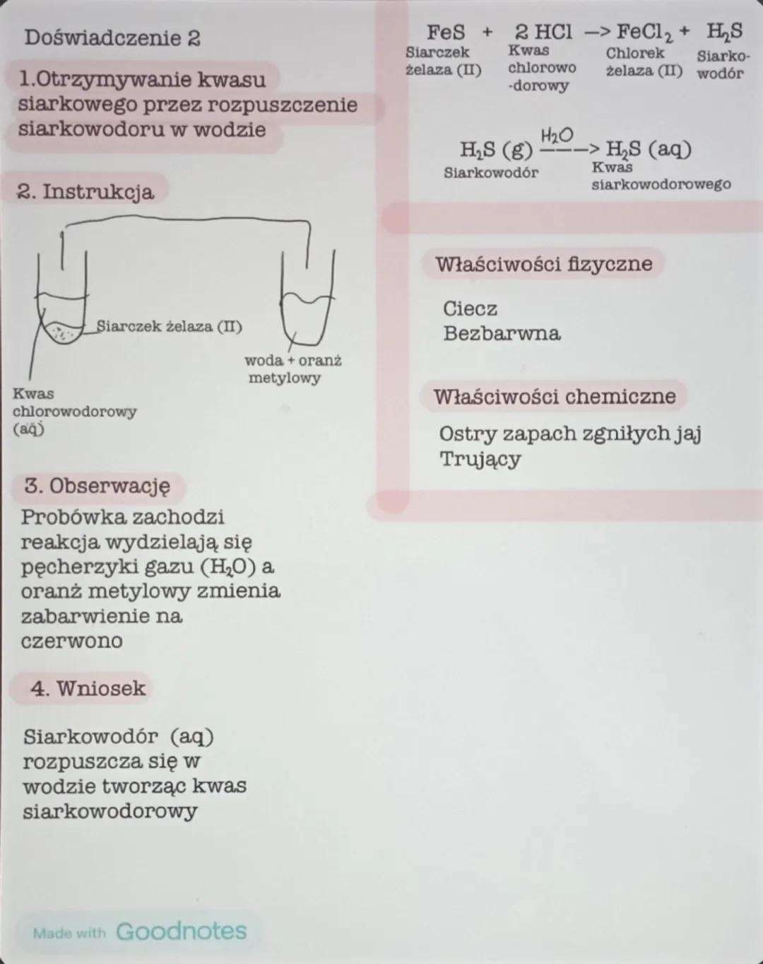 Doświadczenie 1
Kwasy beztlenowe
1.Otrzymywanie kwasu chlorowodorowego
2. Instrukcja
HCl (g)
H₂O
HCl (g)
--> HCI (aq)
-woda + oranż
metylowy