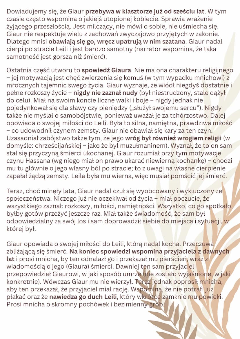 Giaur (G. G. Byron)
Czas i miejsce akcji
Czas akcji ,,Giaura" nie jest dokładnie określony- w przedmowie
czytamy, iż jest to opowieść z dawn
