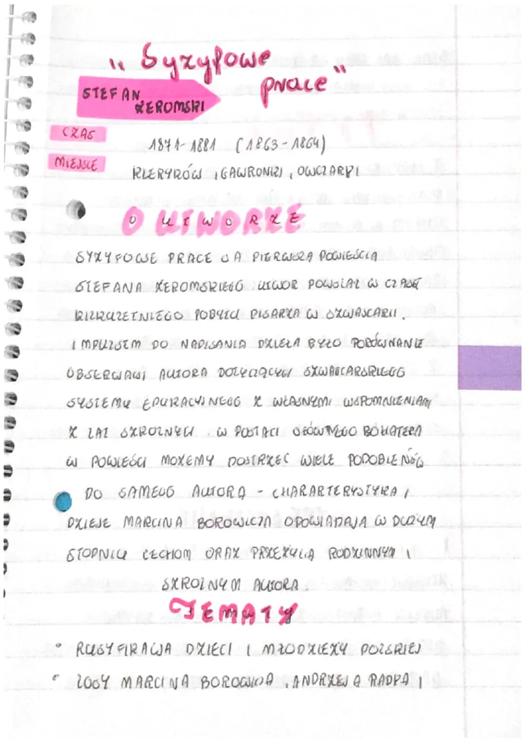 CZAS
MIEJSCE
6
C
бухуроше
prace
EROMSKI
1841-1881 (1863-1864)
RLERYRÓW IGAWRONIZ), OWCZARPI
STEFAN
O LEWORZE
SYXY FOWE PRACE JA PIERWSZA POW