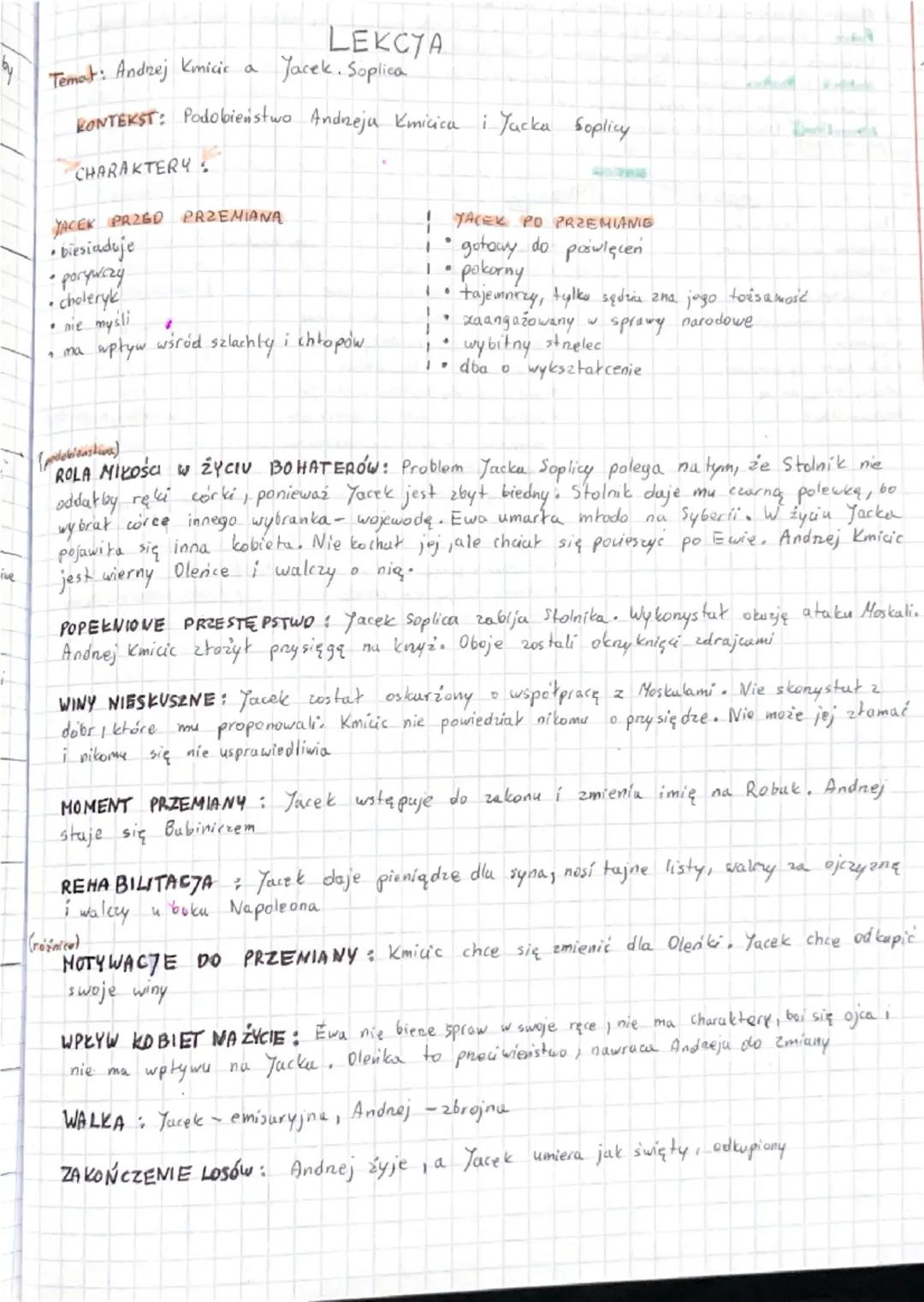 by
ive
Temat: Andrej Kmicic a
LEKCYA
Jacek. Soplica
KONTEKST: Podobieństwo Andrzeja Kmicica i Jacka Soplicy
CHARAKTERY:
JACEK PRZED PRZEMIAN