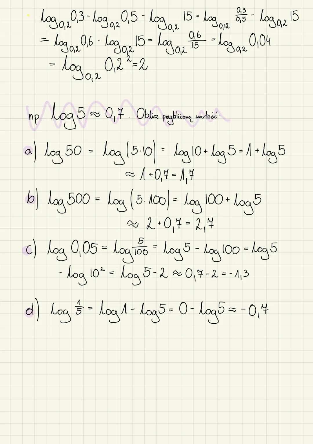 CW
3
Logarytm iloczynu i logarytm ilorazu
jeżeli a, xiy będą liczbami dodatnimi oraz a 411, to:
iloczyn! log_lxy) = log xology
X +
jeżeli a,