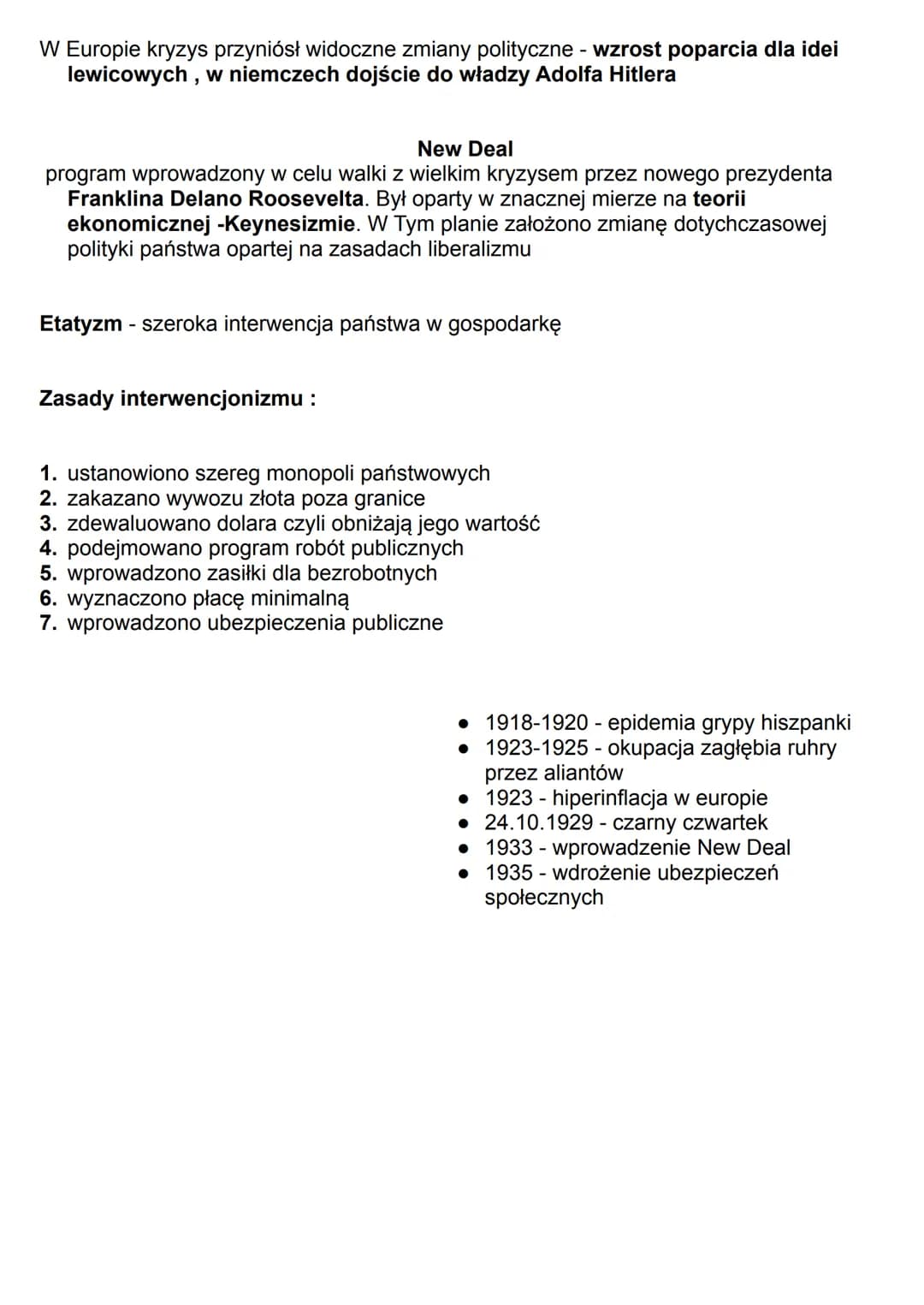 WIELKI KRYZYS - 1929 r.
Przyczyny :
1. Nadmierne korzystanie z kredytów przez społeczeństwo amerykańskie
2. Wyczerpanie rezerw wzrostu gospo