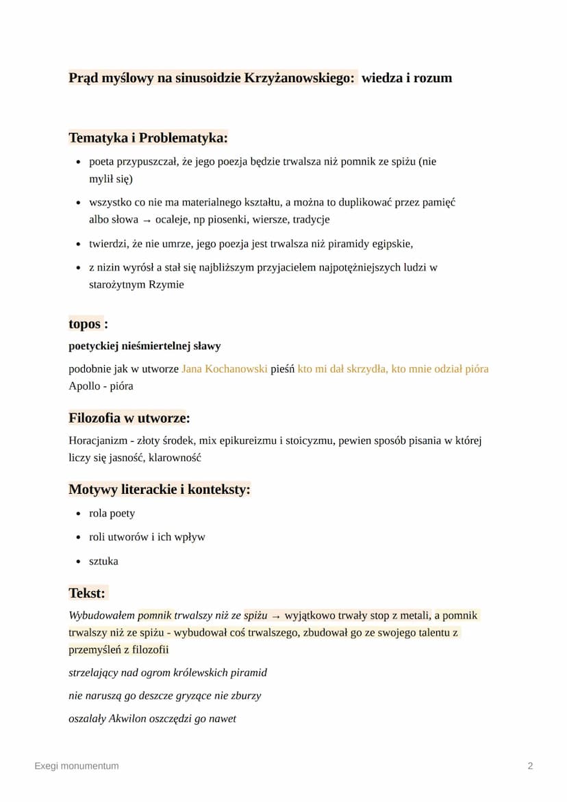 Exegi monumentum
Whianos
Tytuł: Exegi Monumentum
Autor: Horacy
Elementy bibliografii autora:
• 65-8p.n.e żył
●
wybitny poeta rzymski
• syn w