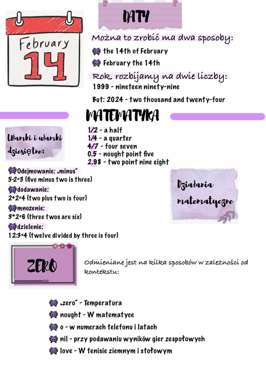 # LICZEBNIKI

1-one
11 - eleven
2-two
12 - twelve
3-three
13-19- dodajemy końcówkę „teen" [16 sixteen]
4-four
20 - twenty
5-five
21-29 dodaj