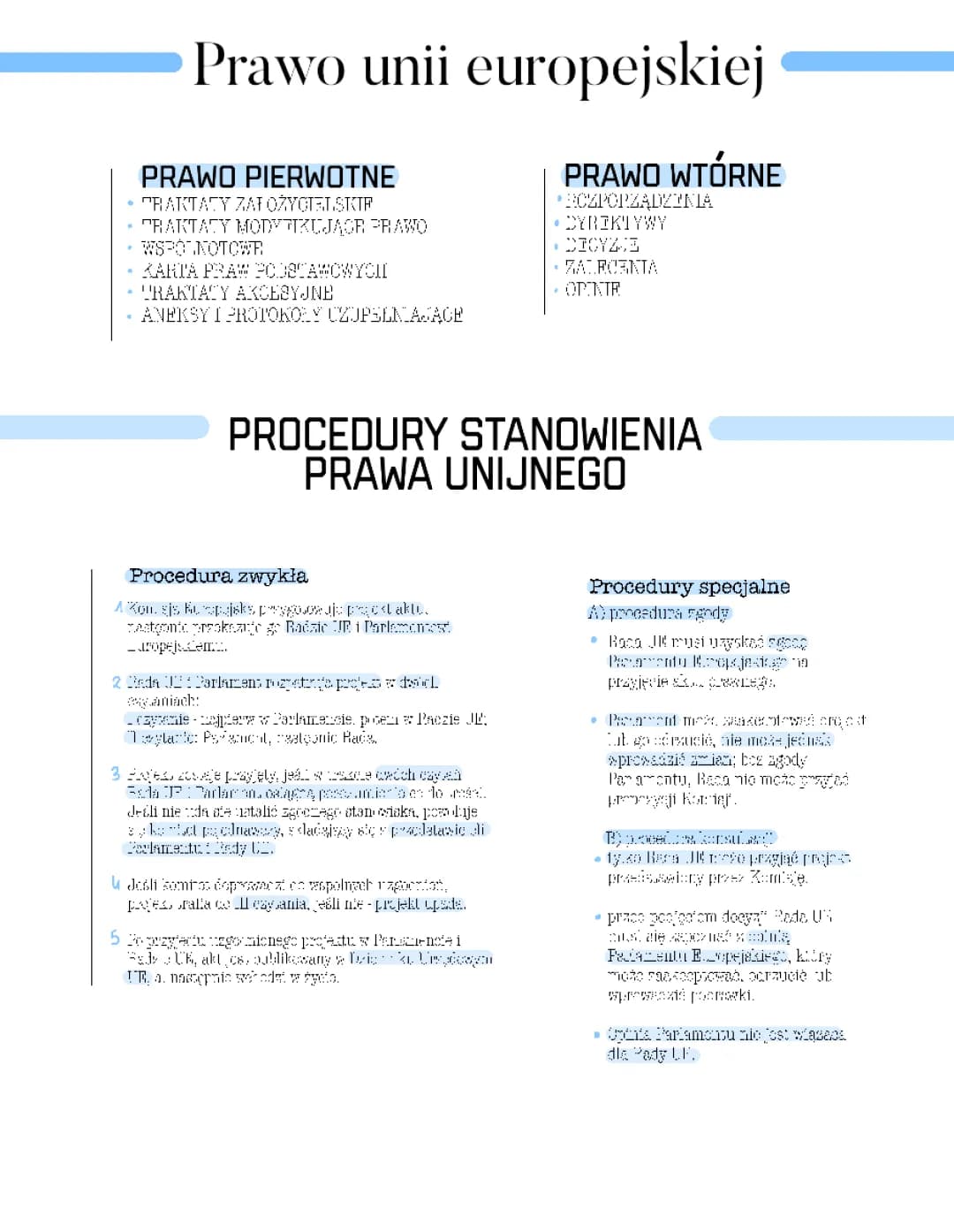 Prawo Unijne: Procedury ustawodawcze i Traktaty UE