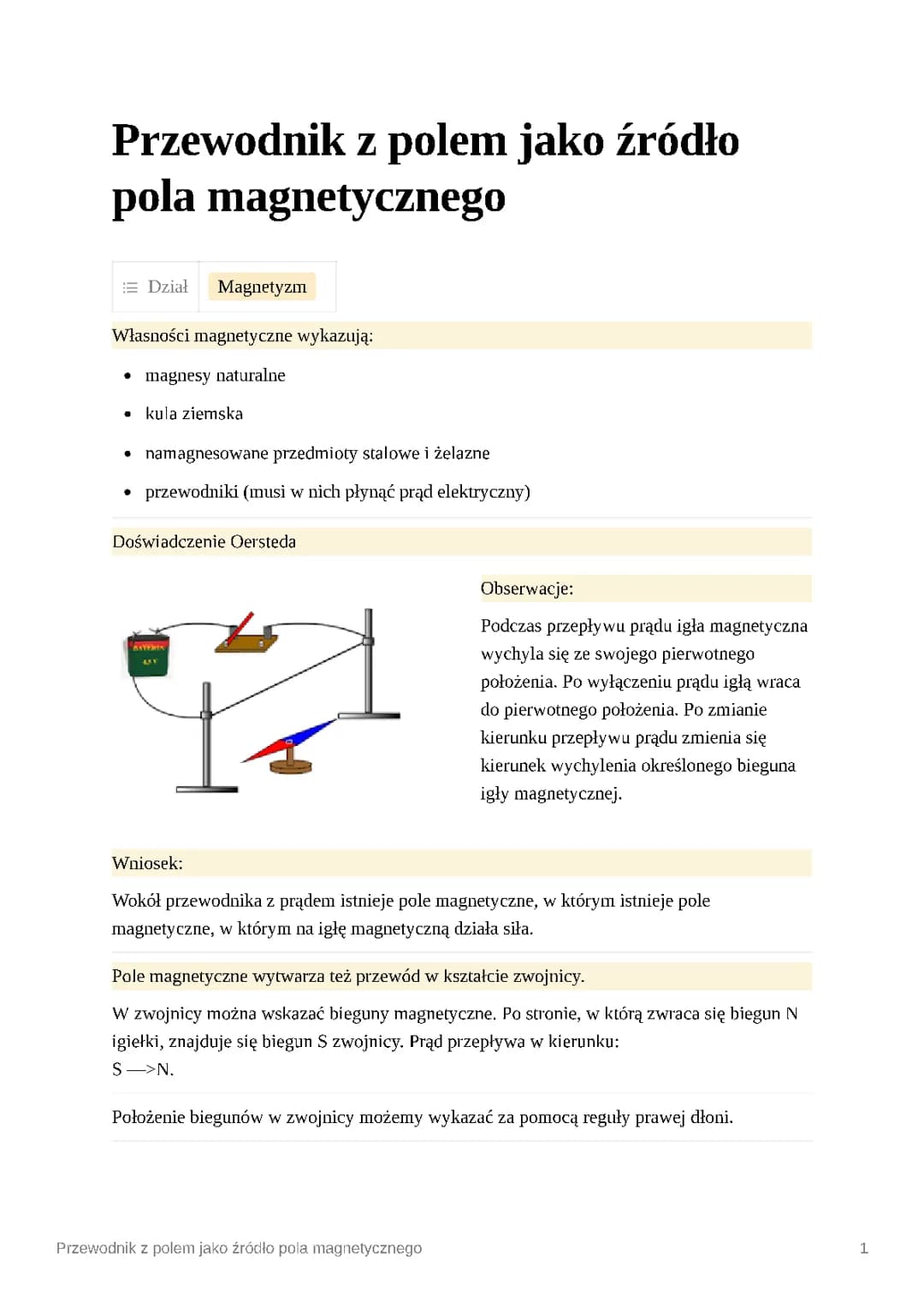 Przewodnik z polem jako źródło pola magnetycznego