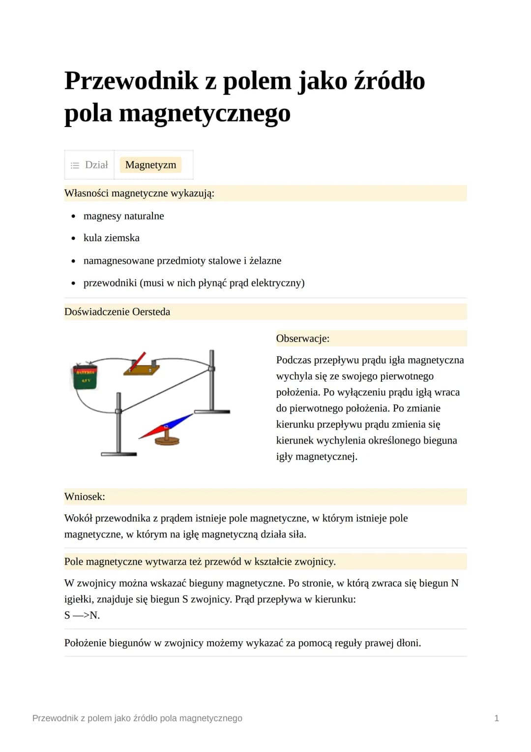 Przewodnik z polem jako źródło
pola magnetycznego
Dział Magnetyzm
Własności magnetyczne wykazują:
magnesy naturalne
• kula ziemska
●
namagne