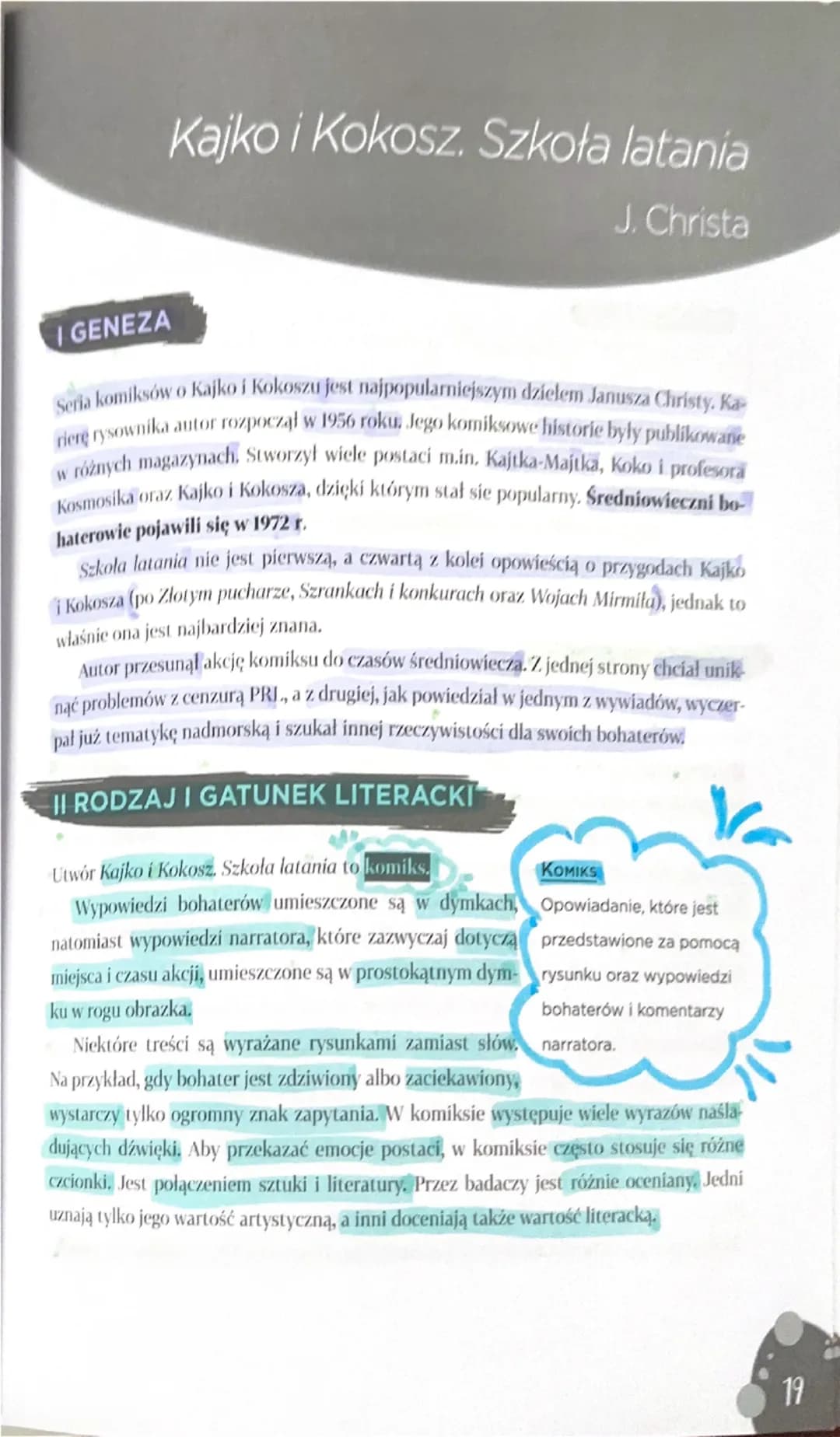 # Kajko i Kokosz. Szkoła latania
J. Christa

# I GENEZA
Seria komiksów o Kajko i Kokoszu jest najpopularniejszym dziełem Janusza Christy. Ka