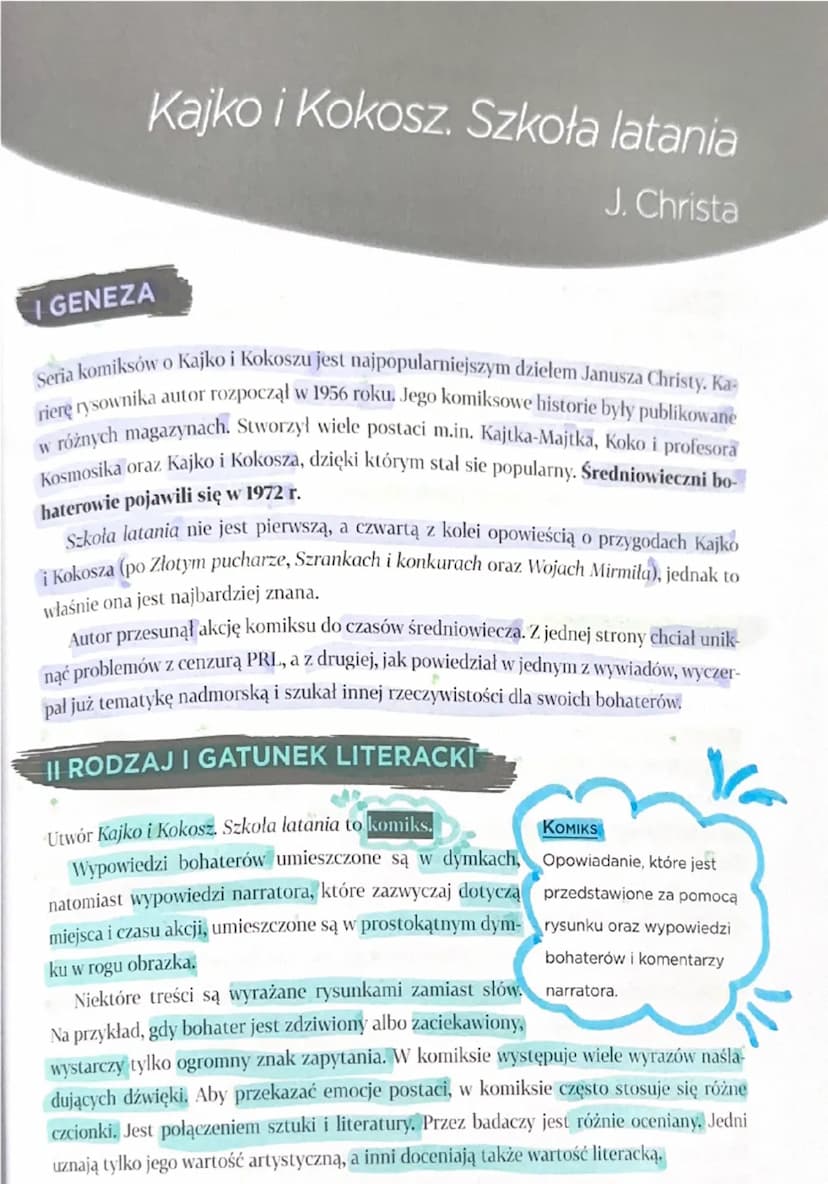# Kajko i Kokosz. Szkoła latania
J. Christa

# I GENEZA
Seria komiksów o Kajko i Kokoszu jest najpopularniejszym dziełem Janusza Christy. Ka