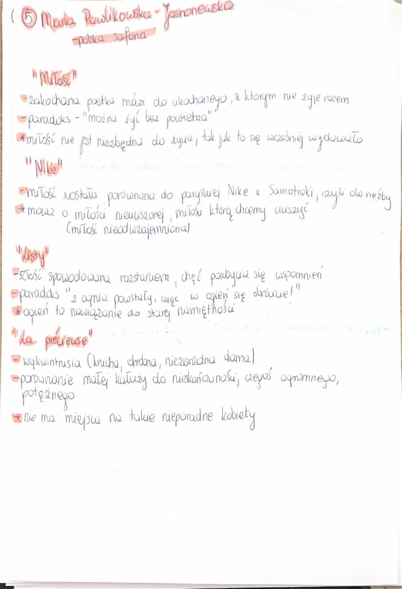 (
Maria Pawlikowska-Jasnonewski
-polska safona
"Mitos!"
zakochana poetka mówi do ukochanego, a którym nie żyje rzem
- paradoks - "można żyć 