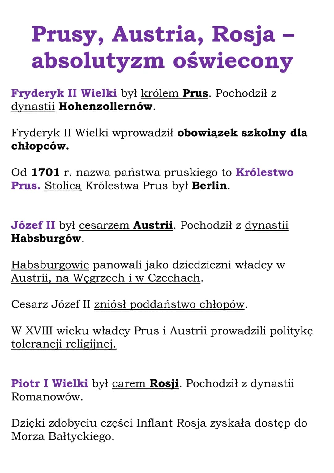 Prusy, Austria, Rosja -
absolutyzm oświecony
Fryderyk II Wielki był królem Prus. Pochodził z
dynastii Hohenzollernów.
Fryderyk II Wielki wpr