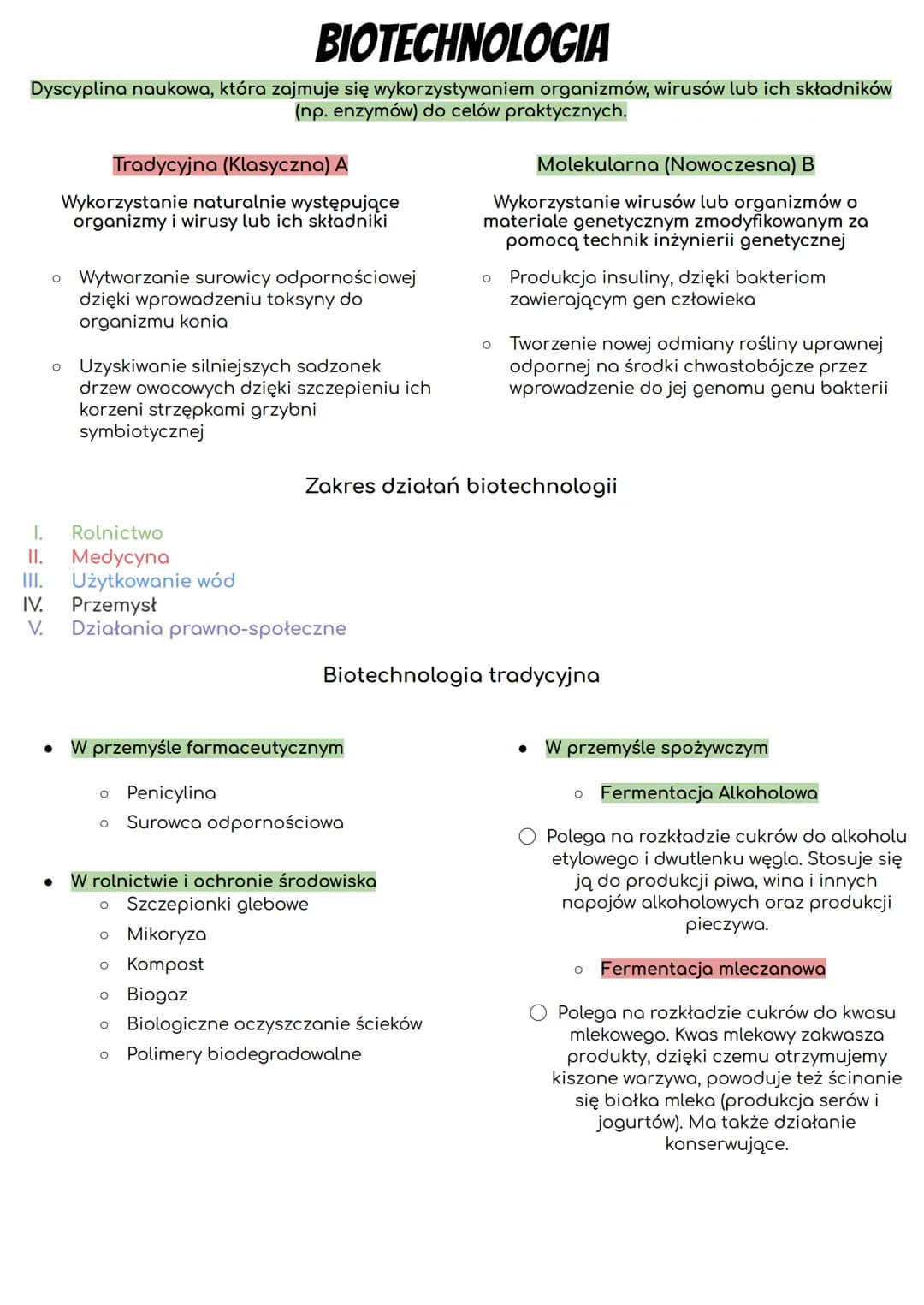 BIOTECHNOLOGIA
Dyscyplina naukowa, która zajmuje się wykorzystywaniem organizmów, wirusów lub ich składników
(np. enzymów) do celów praktycz