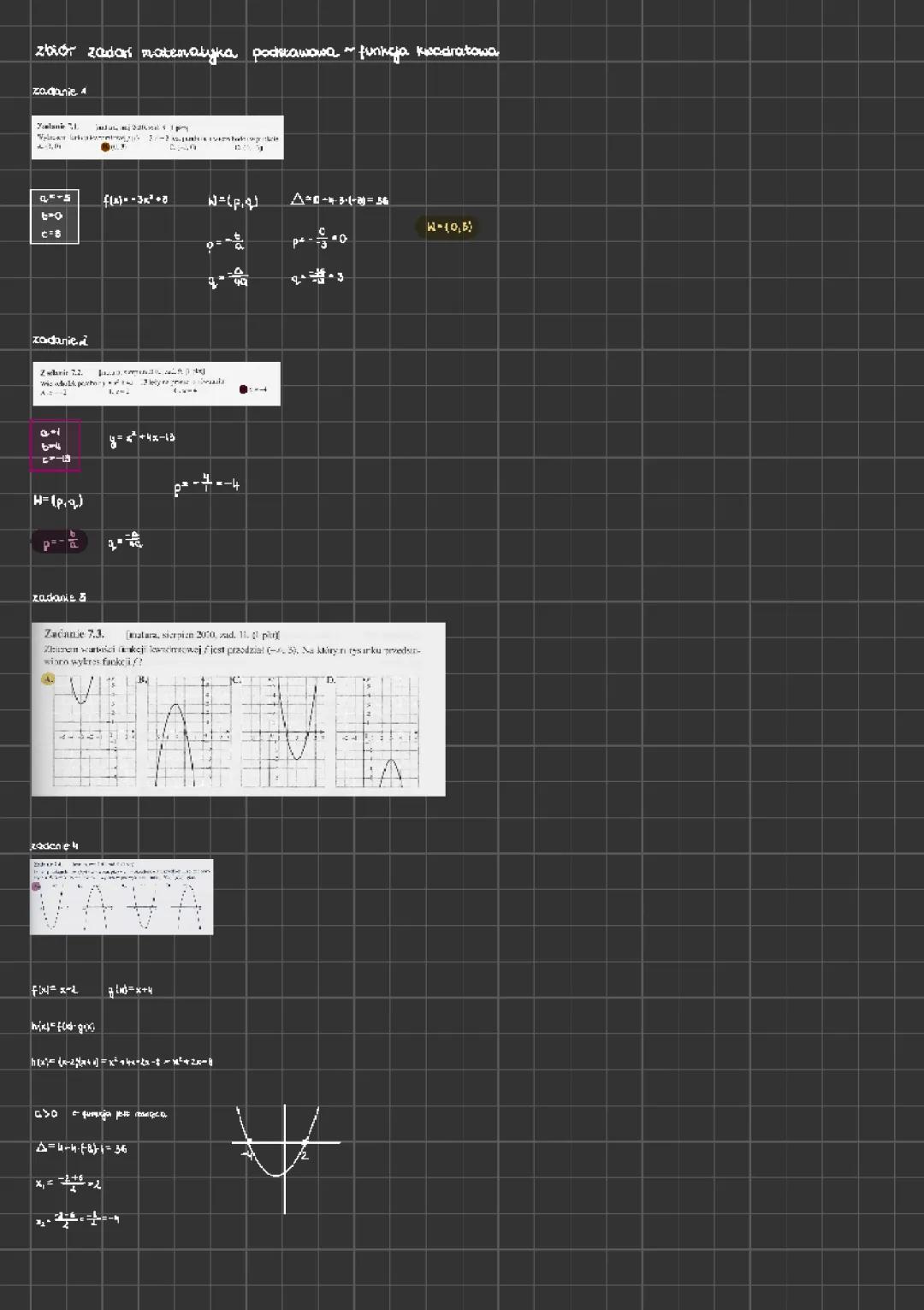 Funkcja kwadratowa - Zadania i Rozwiązania PDF dla Klasy 2