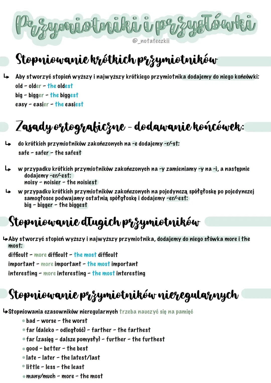 
<h2 id="stopniowaniekrtkichprzymiotnikw">Stopniowanie krótkich przymiotników</h2>
<p>Aby stworzyć stopień wyższy i najwyższy krótkiego przy