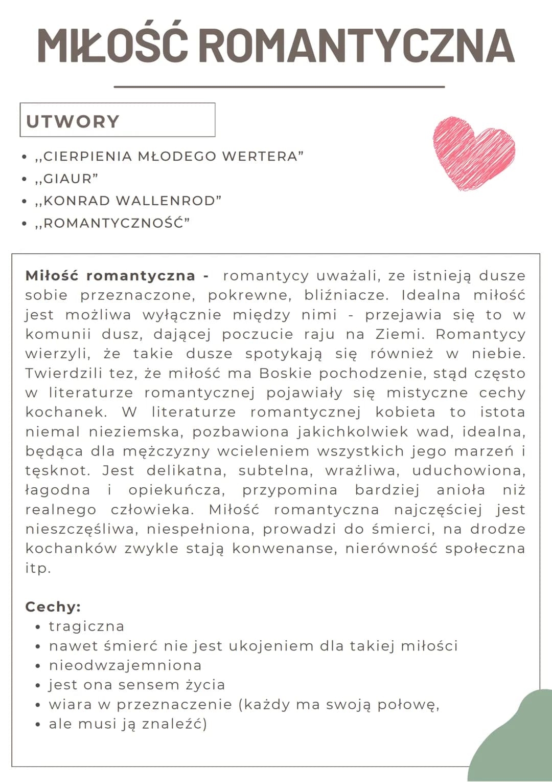 MIŁOŚĆ ROMANTYCZNA
UTWORY
• ,,CIERPIENIA MŁODEGO WERTERA"
• ,,GIAUR"
• ,,KONRAD WALLENROD"
,,ROMANTYCZNOŚĆ"
Miłość romantyczna - romantycy u