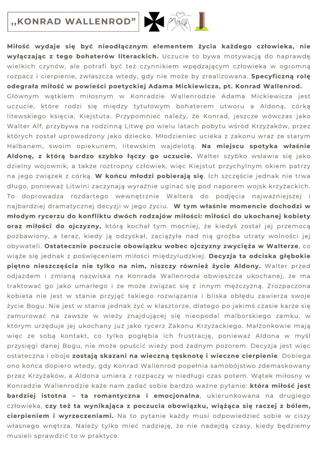 MIŁOŚĆ ROMANTYCZNA
UTWORY
• ,,CIERPIENIA MŁODEGO WERTERA"
• ,,GIAUR"
• ,,KONRAD WALLENROD"
,,ROMANTYCZNOŚĆ"
Miłość romantyczna - romantycy u