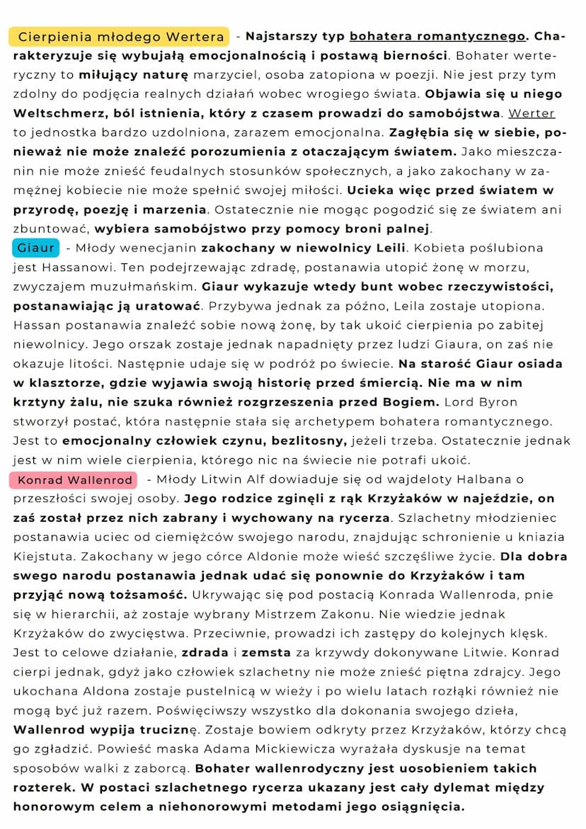 MIŁOŚĆ ROMANTYCZNA
UTWORY
• ,,CIERPIENIA MŁODEGO WERTERA"
• ,,GIAUR"
• ,,KONRAD WALLENROD"
,,ROMANTYCZNOŚĆ"
Miłość romantyczna - romantycy u