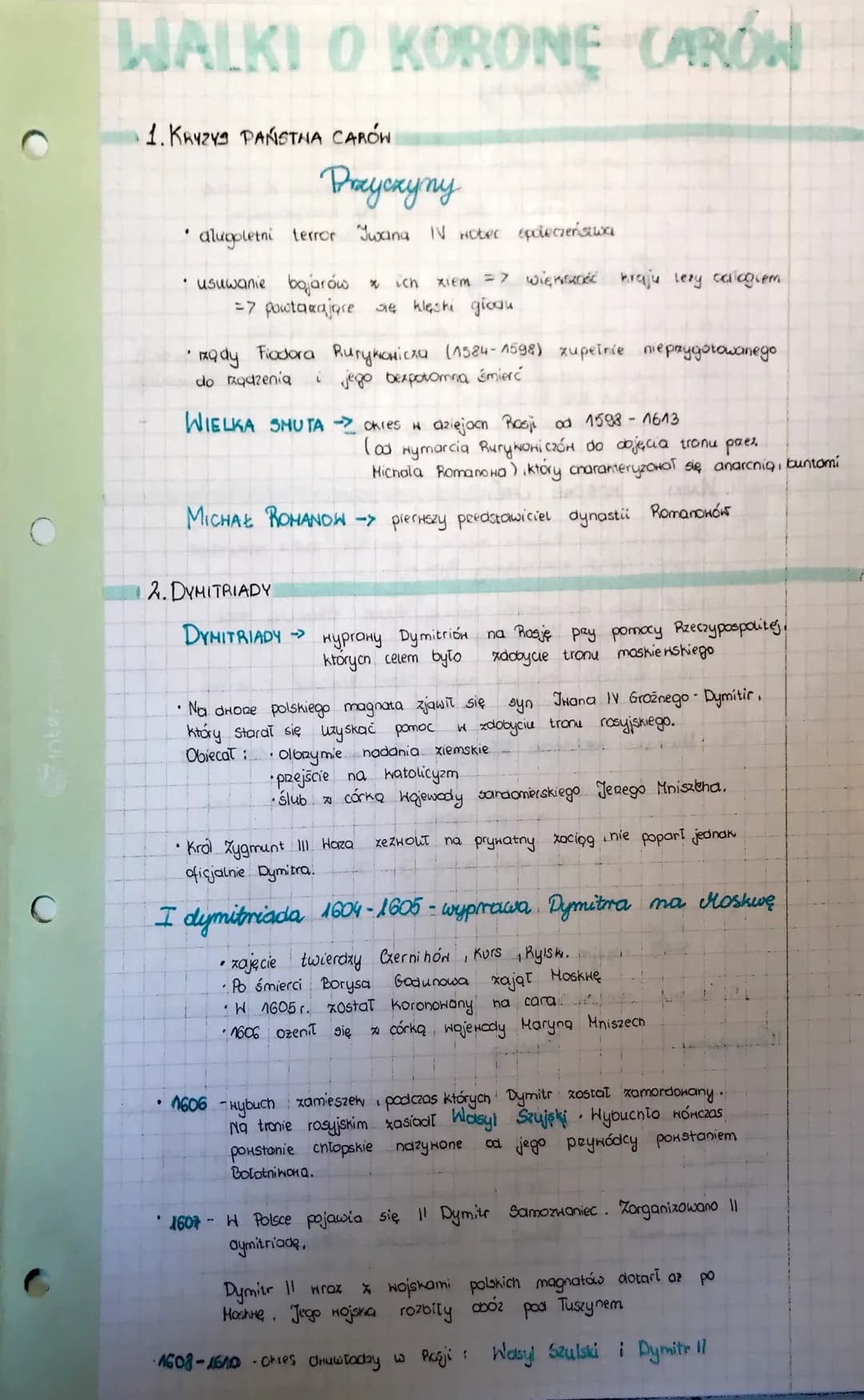 C
WALKI O KORONE CAROW
1. KRYZYS PAŃSTHA CARÓW
Przyczyny
alugoletni terror Twang IV Hoter spieczeńistwa
.
usuwanie bojarów *
ich
xiem => wię