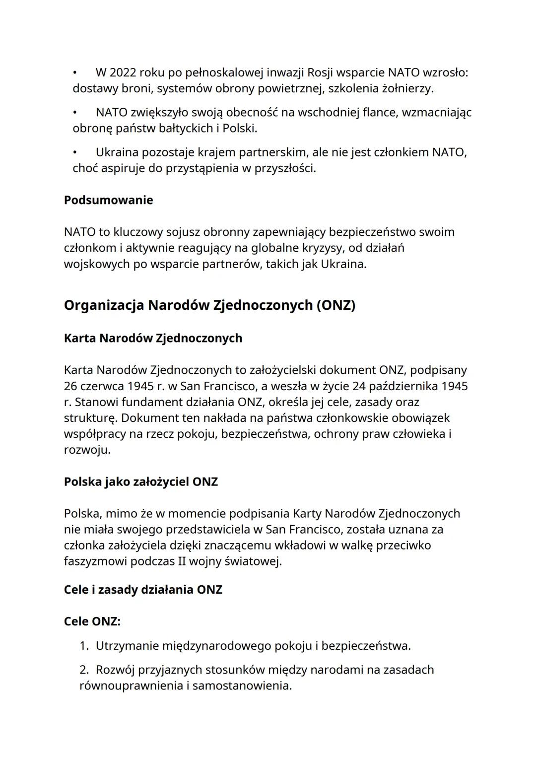 NATO - Notatka
Powstanie NATO
- Założone 4 kwietnia 1949 roku na mocy podpisania Traktatu
Północnoatlantyckiego (Traktatu Waszyngtońskiego).