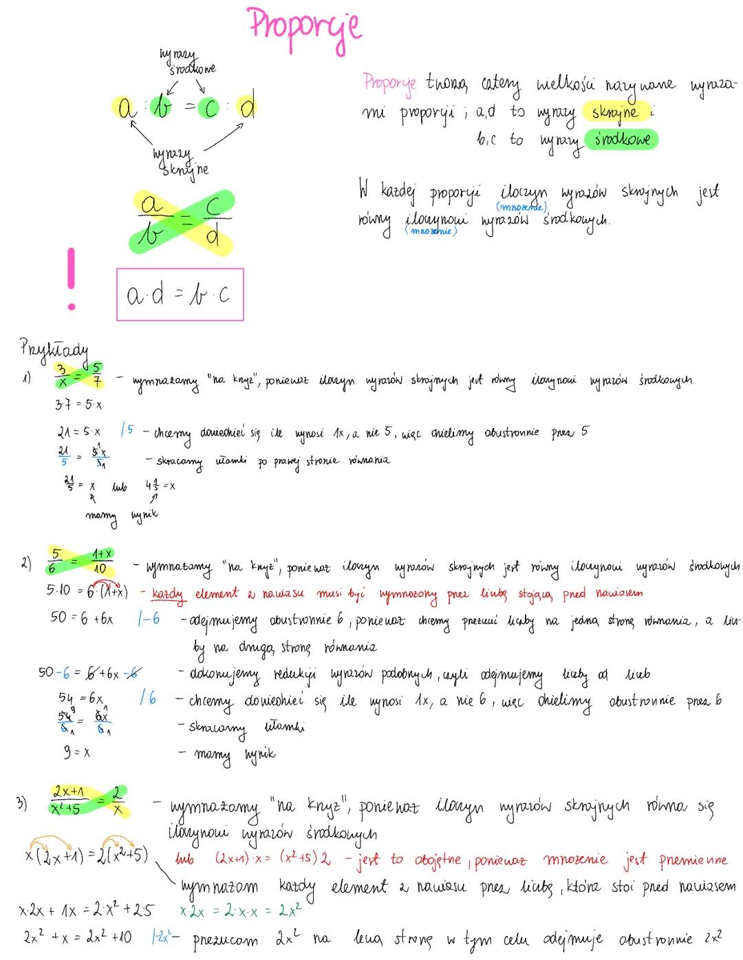 # Proporje

hy razy
środkowe
$a:b=c:d$

hyuzy
Skny ne

$
\frac{a}{b} = \frac{c}{d}$

!

$a \cdot d = b \cdot c$

Proporye tuong catery welko