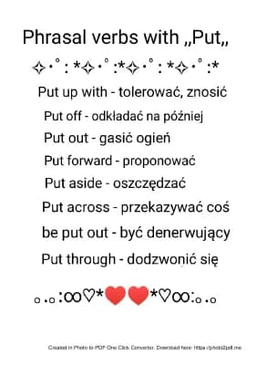 Know Matura rozszerzona-Phrasal verbs z czasownikiem ,, Put,,  thumbnail