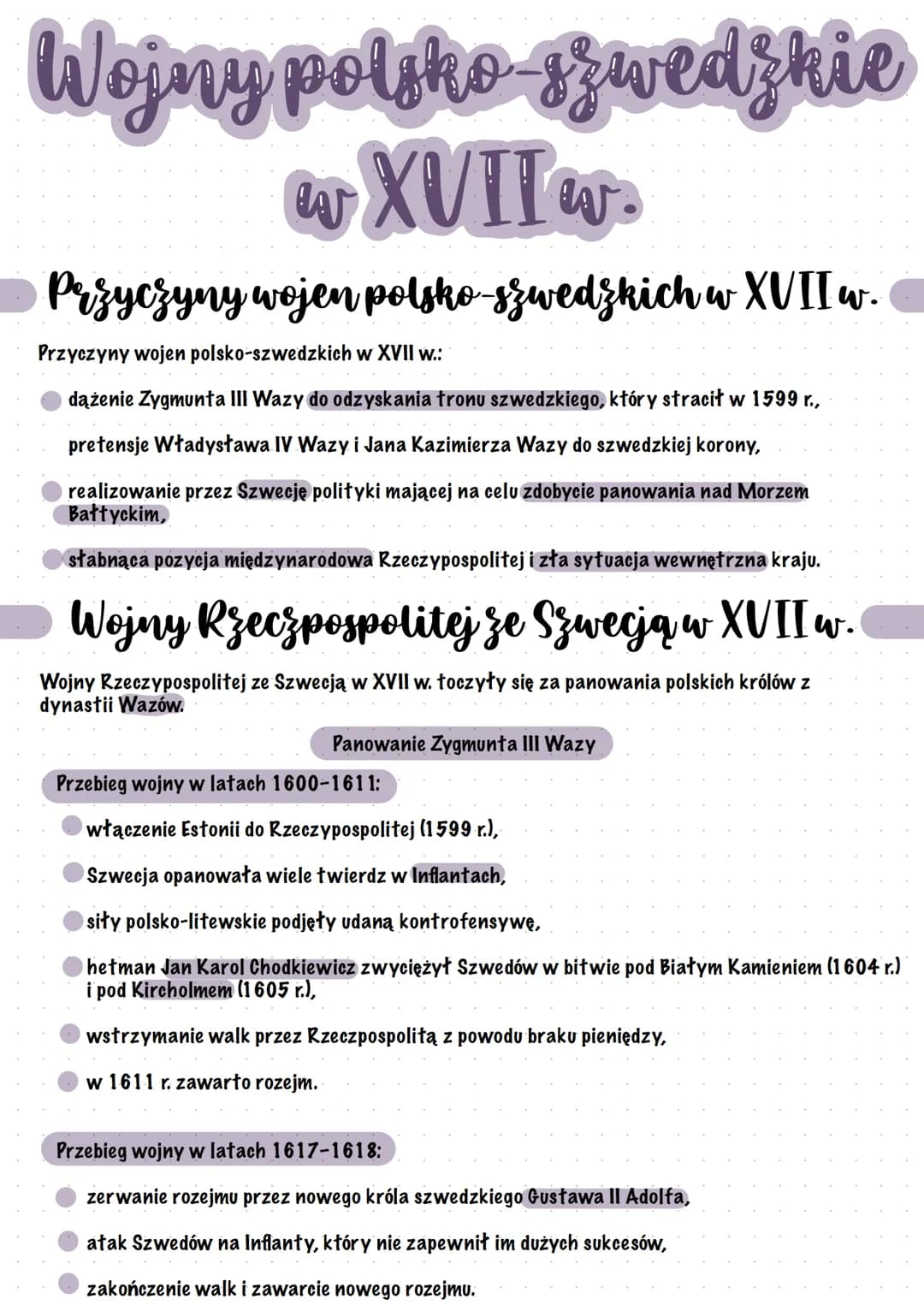Wojny polsko szwedzkie
w XVII w.
Przyczyny wojen polsko-szwedzkich w XVII w.
Przyczyny wojen polsko-szwedzkich w XVII w.:
dążenie Zygmunta I