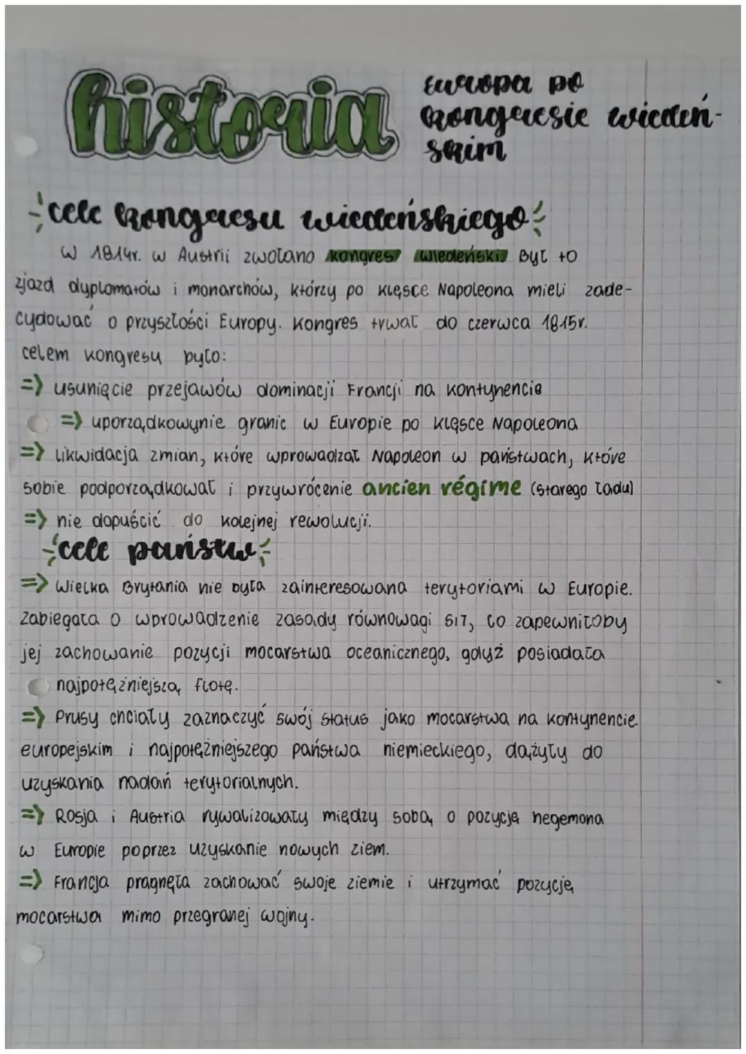 historia
cele kongresu wiedeńskiego
W 1814r. w Austrii zwołano kongres wiedeński Byt to
zjazd dyplomatów i monarchów, którzy po klęsce Napol