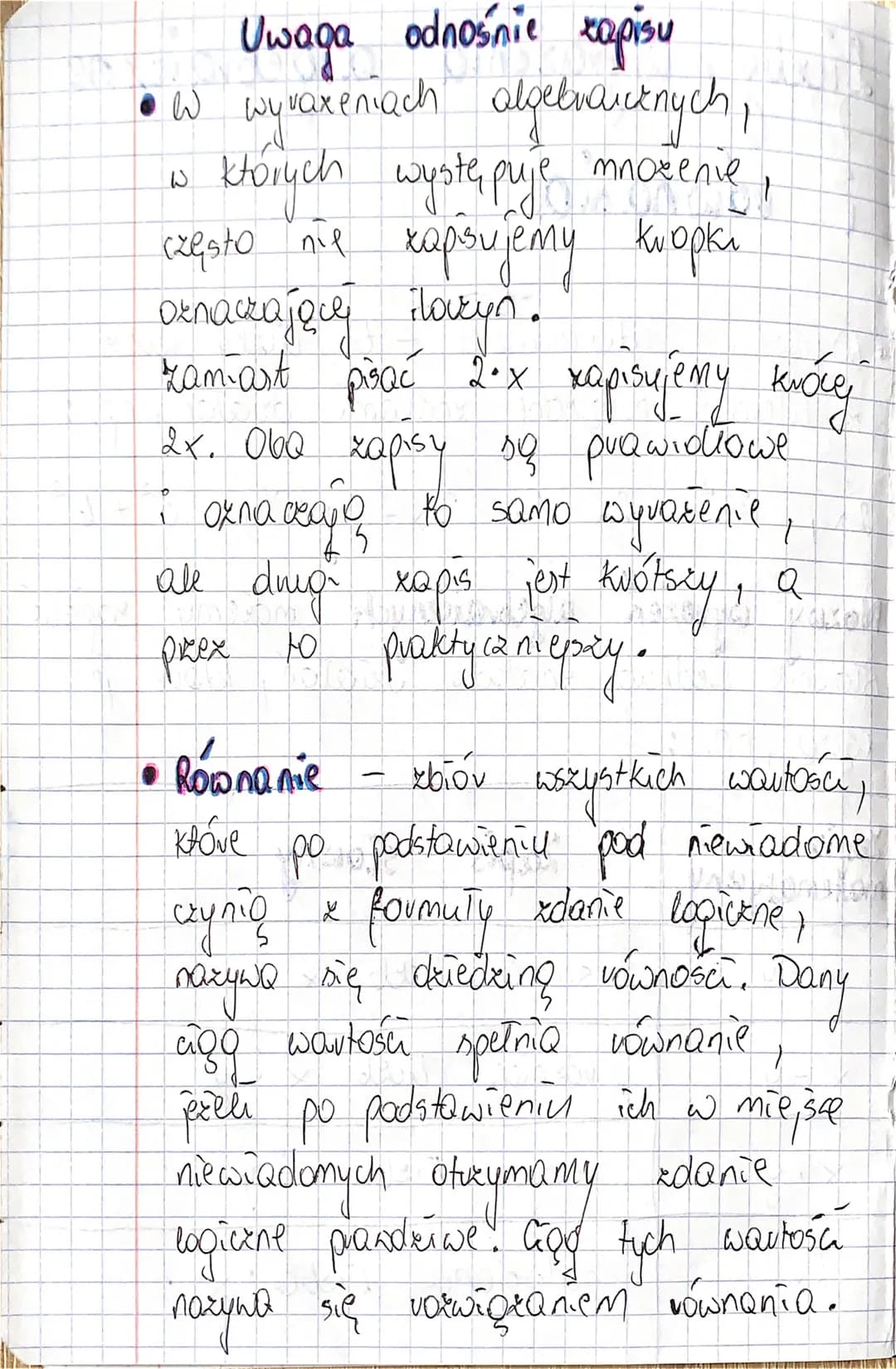 Lickby, wyrażenia algebraiczne
i równania
O
WVQ X
Wyvoxenia algebraicne - to lixby
2 literami połqueone znakami działań, np.:
2
2
2x₁ Xx², 2