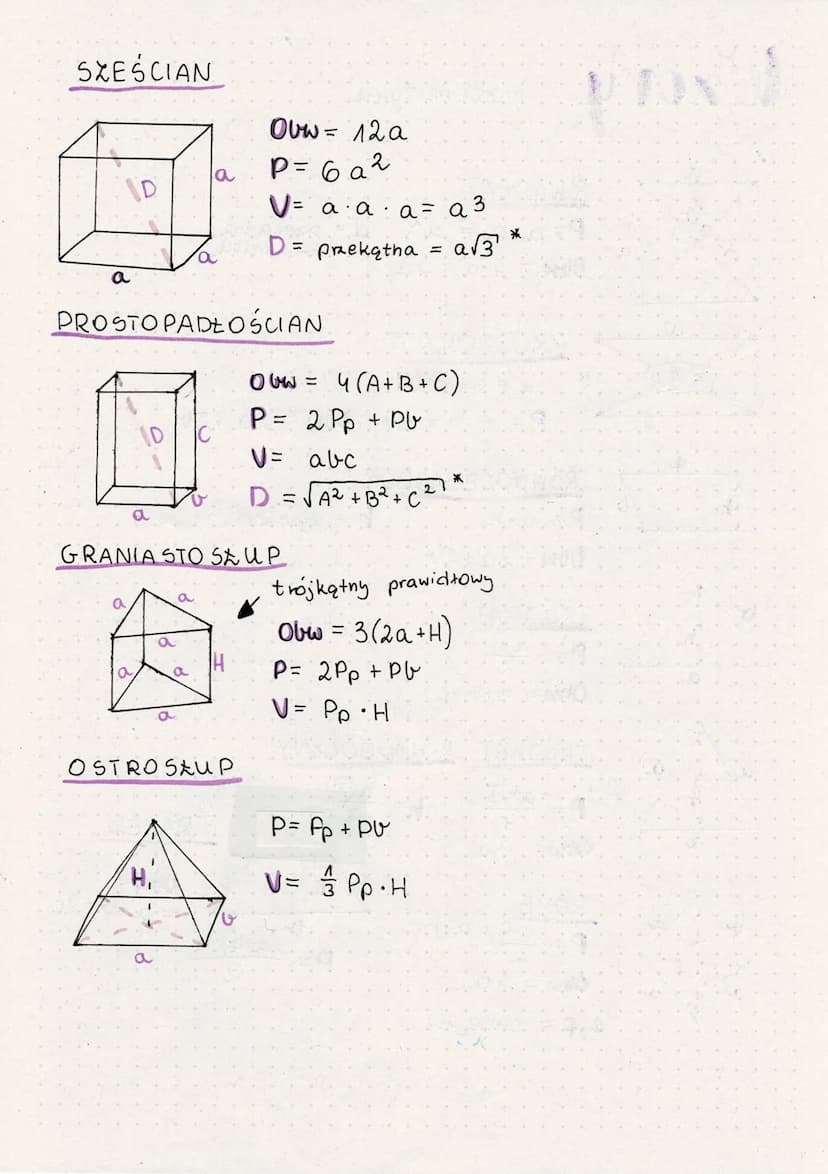 Wzory
h
a
d=a√₂
a
a
in
S
a
9
a
KWADRAT
P= aa =
a²
Obw 4a 4a
نا
matematyka
-
PROSTOKĄT
d + B = 180°
P = a b = ab Obw = 2a + 2b
RÓWNOLEGLOBOK
