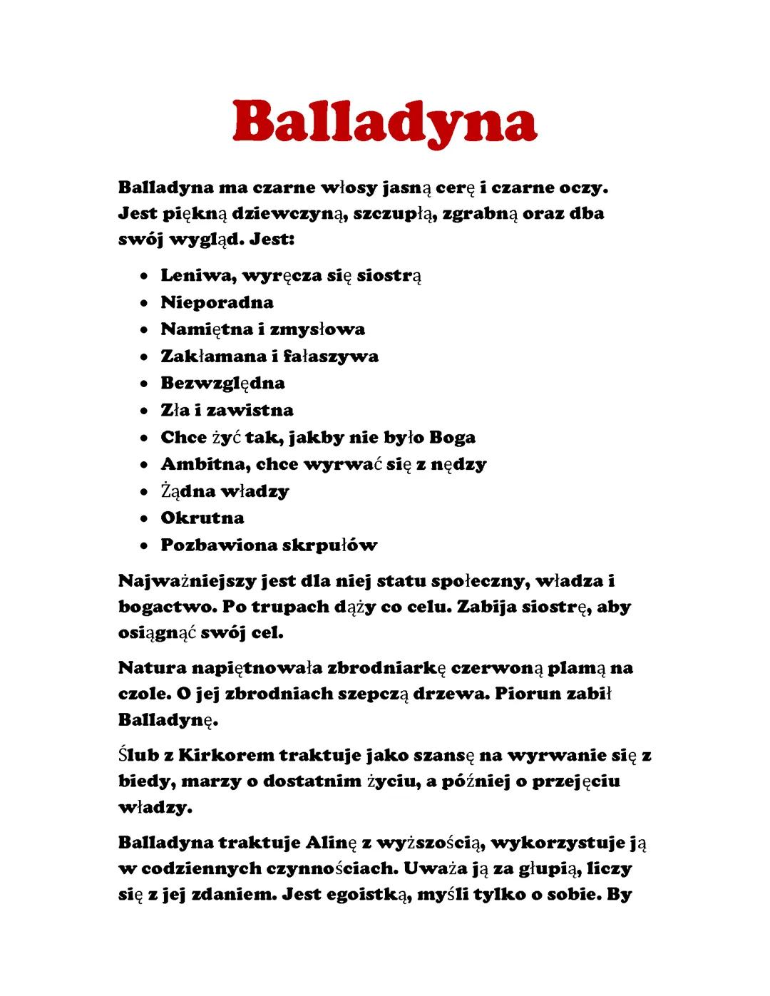 Alina i Balladyna - Kompleksowa Charakterystyka