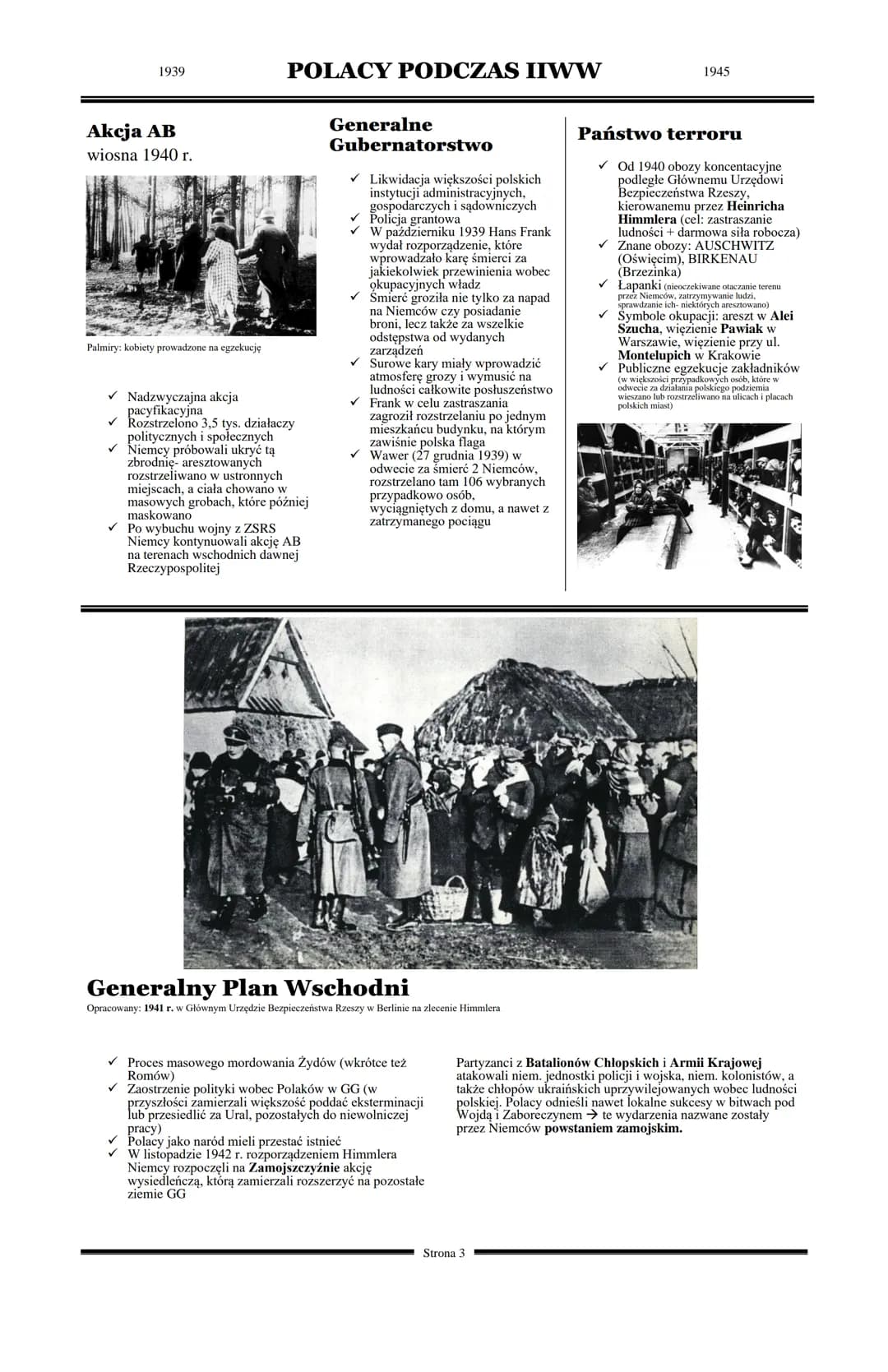1939
POLACY PODCZAS II
WOJNY ŚWIATOWEJ
Podział ziem polskich
✓ Złamanie konwencji haskiej z
1907r. (zgodnie z nią władze
okupacyjne nie mogą