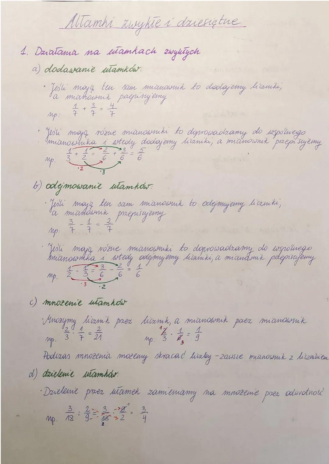 1. Działama na utamkach zwykłych
a) dodawanie ułamków:
Altamhi_ zwykłe i dziesiętne
Jeśli mają ten sam mianownik to
Sa mahownik prrepisujemy