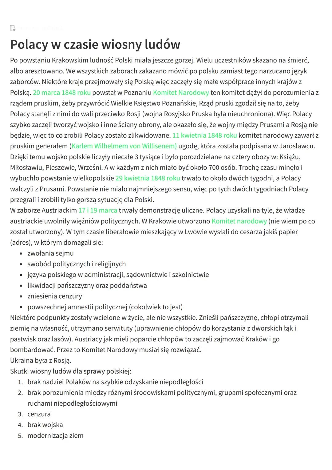 P
Polacy w czasie wiosny ludów
Po powstaniu Krakowskim ludność Polski miała jeszcze gorzej. Wielu uczestników skazano na śmierć,
albo areszt